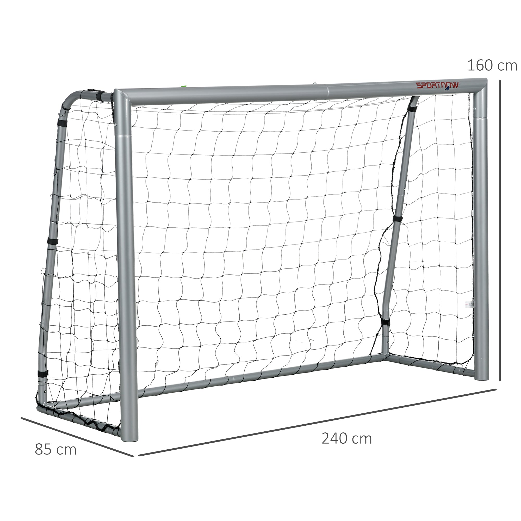 SPORTNOW 8ft x 5ft Football Goal, Set of 2 Football Net for Garden, Training Goal with Ground Stakes, Steel Frame - anydaydirect