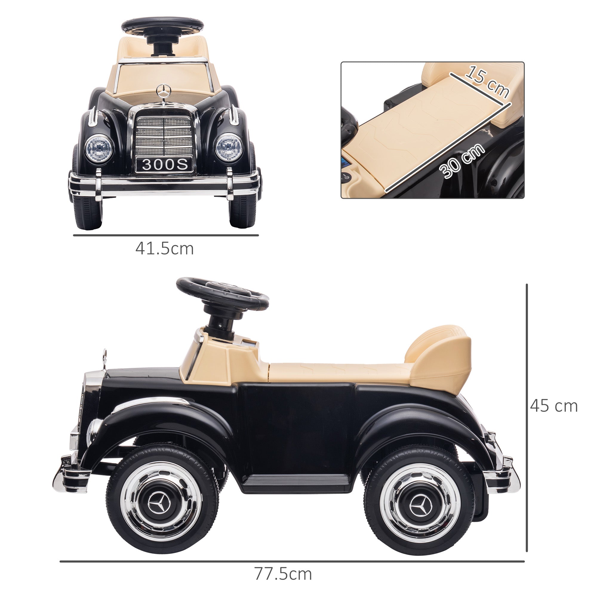 AIYAPLAY Foot to Floor Ride on Sliding Car Mercedes-Benz 300S Licensed for 18-48 months - anydaydirect