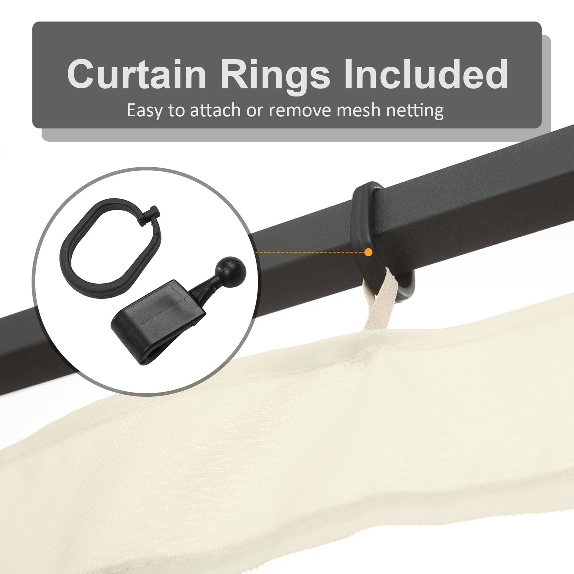 Outsunny 352 x 207cm Universal Replacement Mesh Sidewall Netting for Patio Gazebos and Canopy Tents, (Sidewall Only) Beige - anydaydirect
