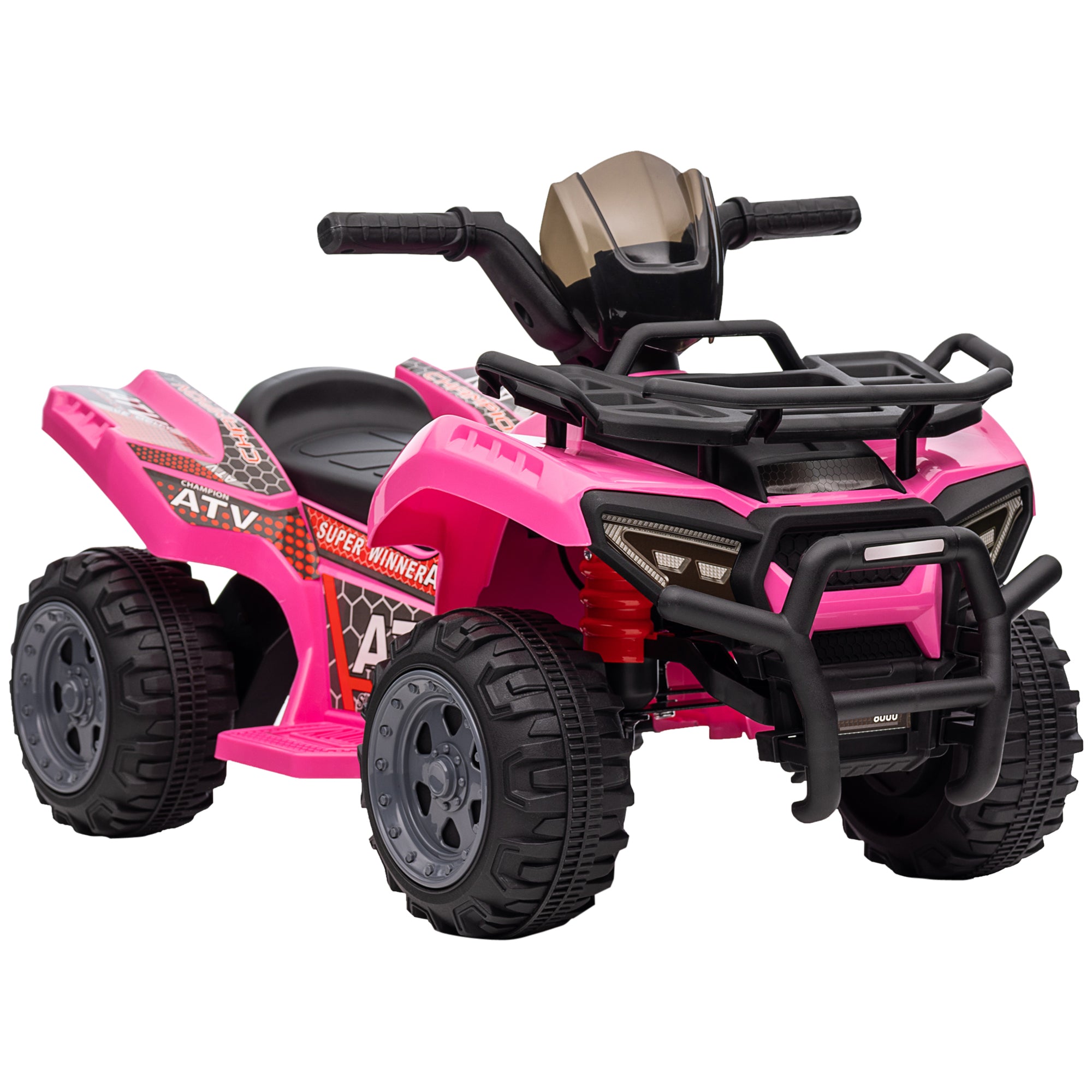 HOMCOM Kids Electric ATV Ride-On Toy, 6V Battery-Powered Quad Bike with Working Headlights, for Toddlers 18-36 Months, Pink - anydaydirect