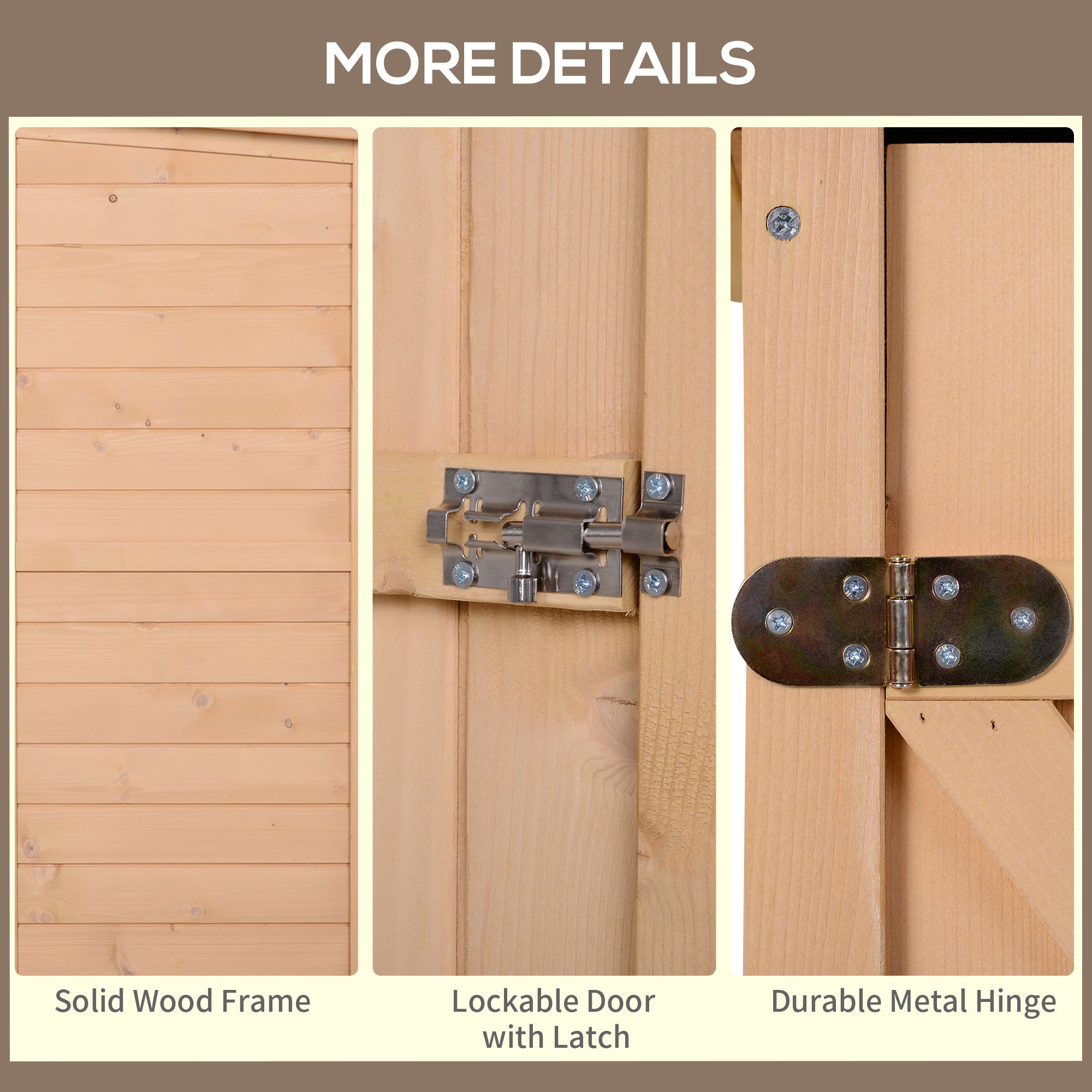 Outsunny Wooden Garden Storage Shed Fir Wood Tool Cabinet Organiser with Shelves 75L x 56W x115Hcm - anydaydirect