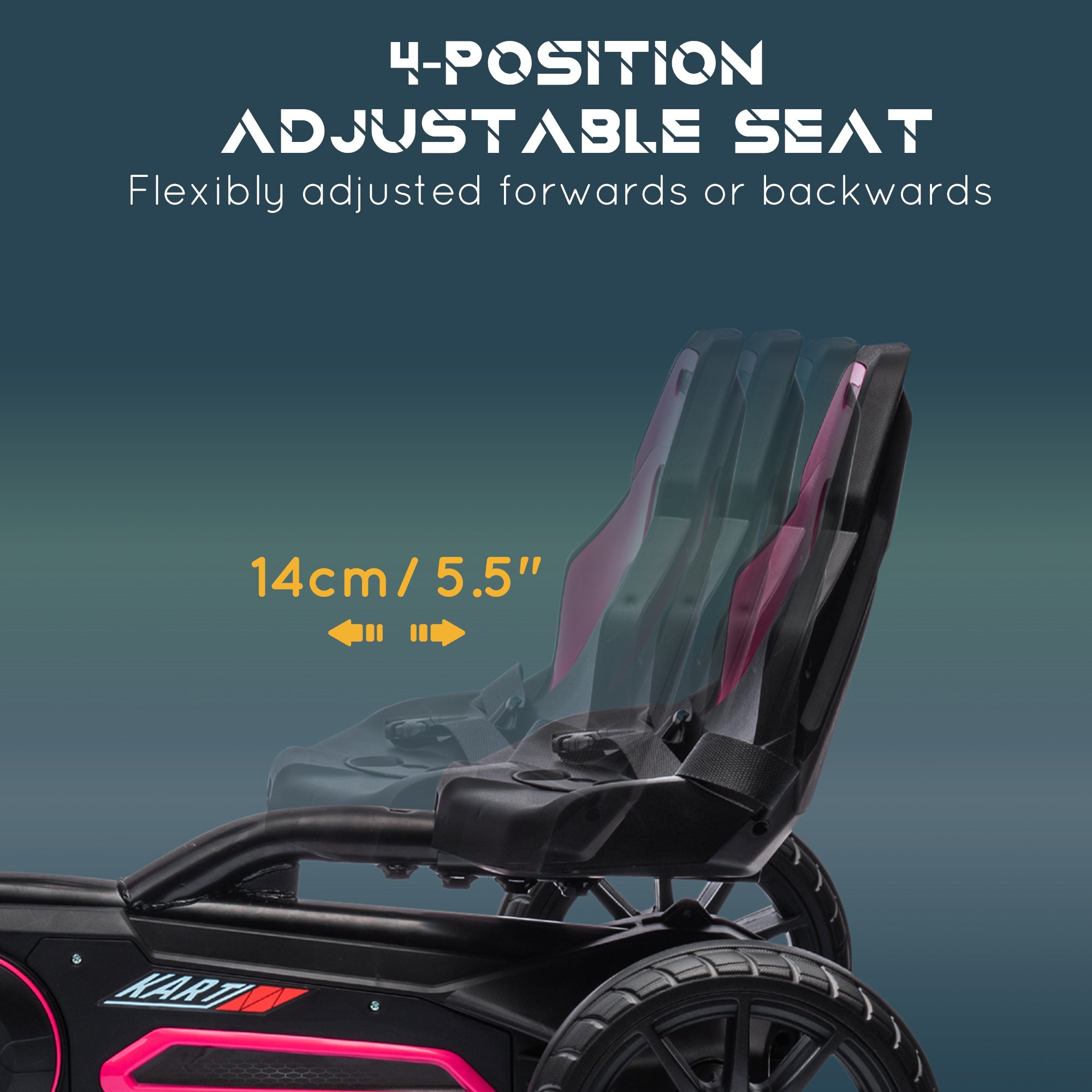 HOMCOM Children Pedal Go Kart, Kids Ride on Racer w/ Adjustable Seat, Shock Absorption EVA Tyres, Handbrake, for Kids Aged 3-8 Years Old, Pink - anydaydirect