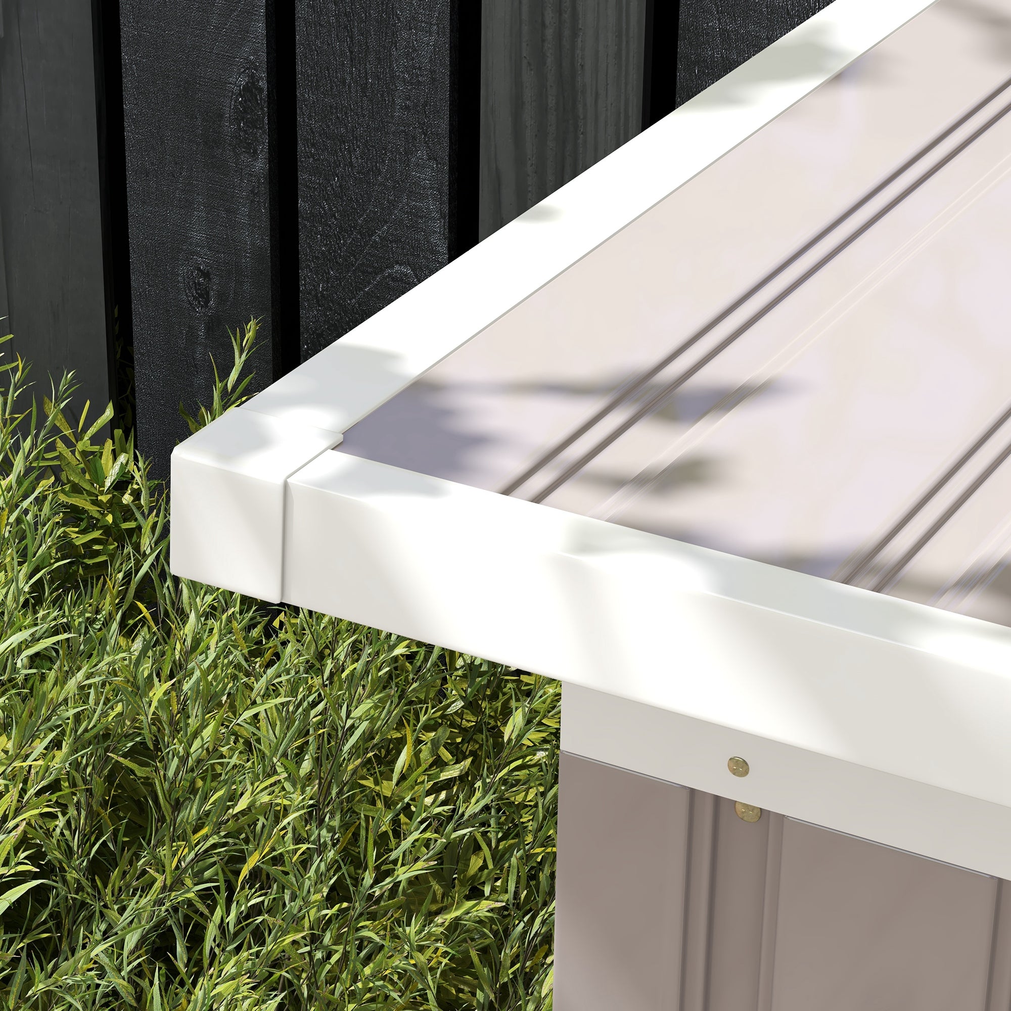 Outsunny Corrugated Garden Metal Storage Shed Outdoor Equipment Tool Box with Kit Ventilation Doors 9x 4FT Light Grey - anydaydirect