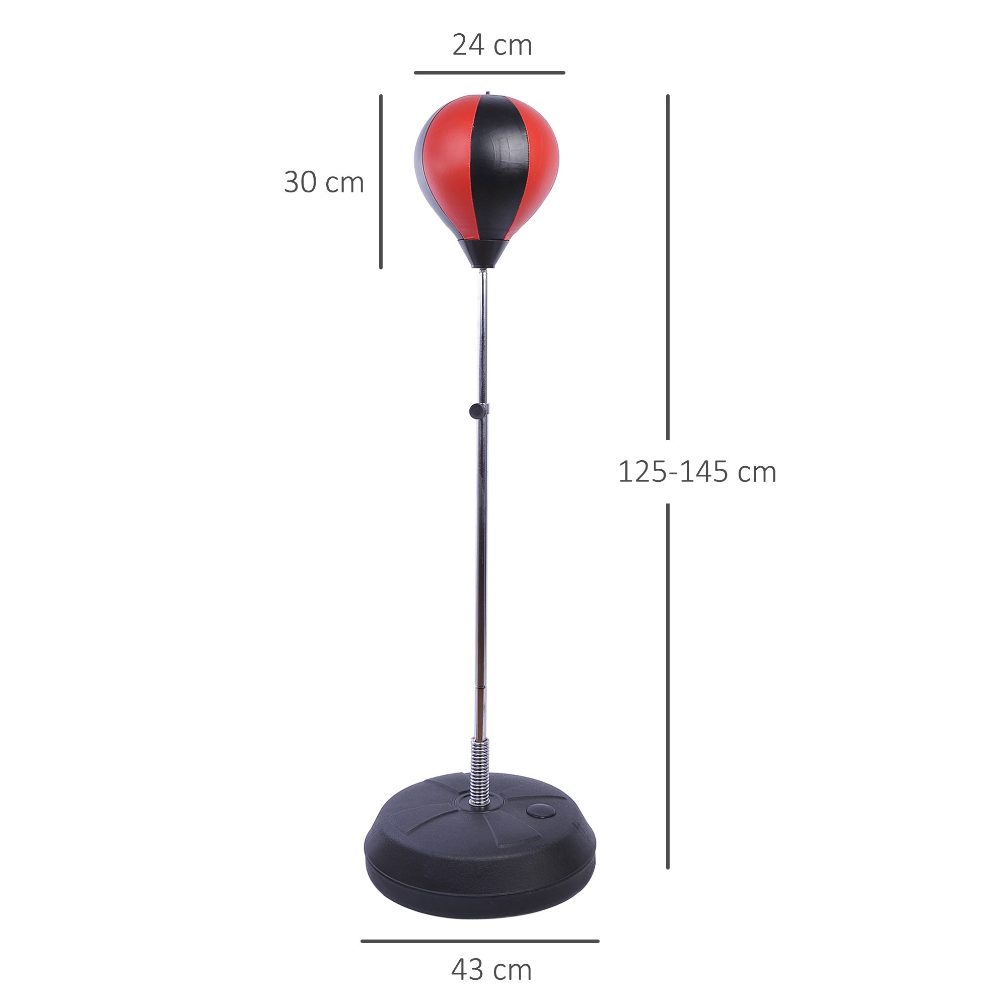 HOMCOM Training Boxing Punch Ball Set 125-145H x ?43cm with Gloves Air Pump, 4-Position Adjustable Height Freestanding Boxing Speed Ball for Teenagers Exercise Training - anydaydirect