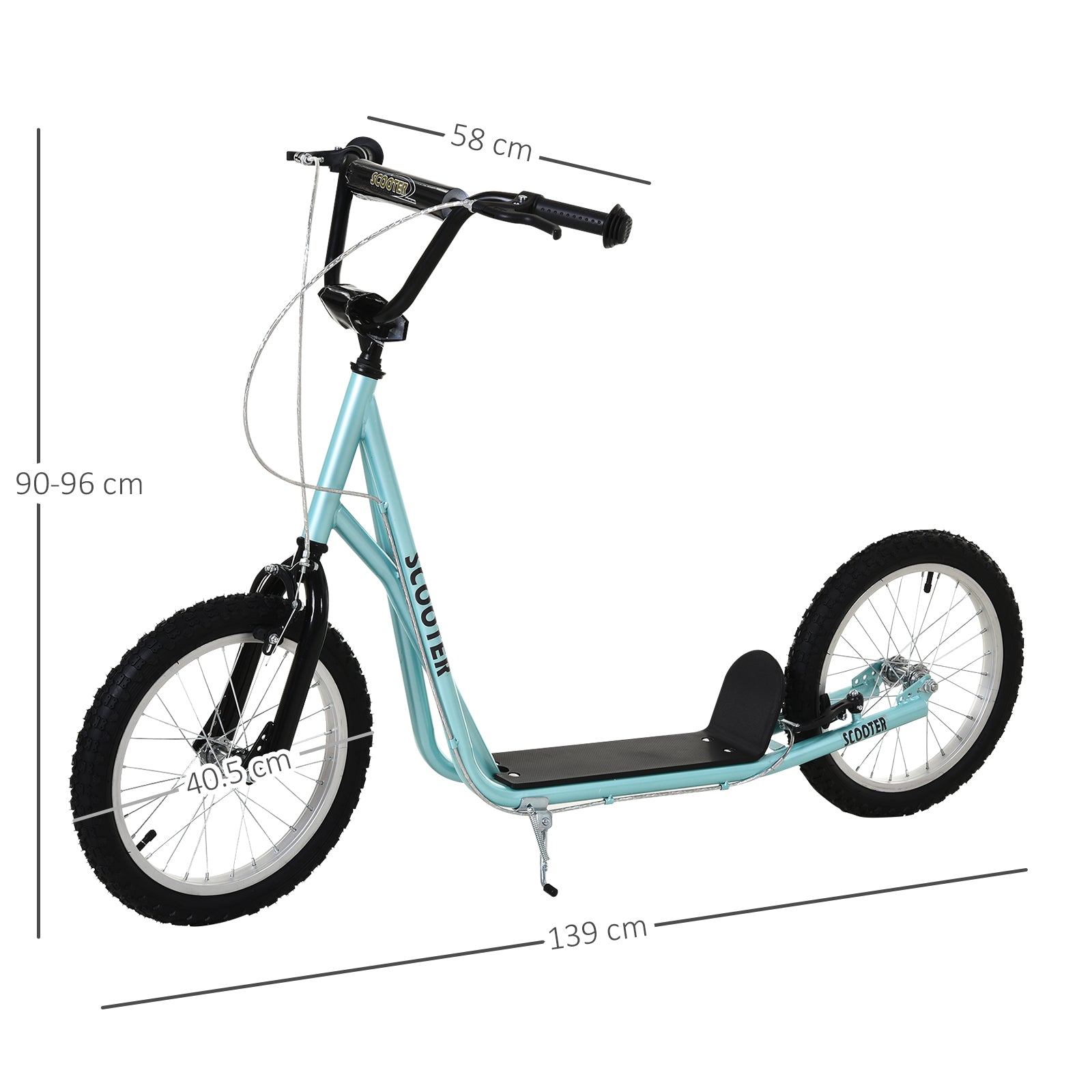 HOMCOM Kids Kick Scooter, Steel Frame, Adjustable Height, Smooth Ride, Safety Brakes, Blue - anydaydirect