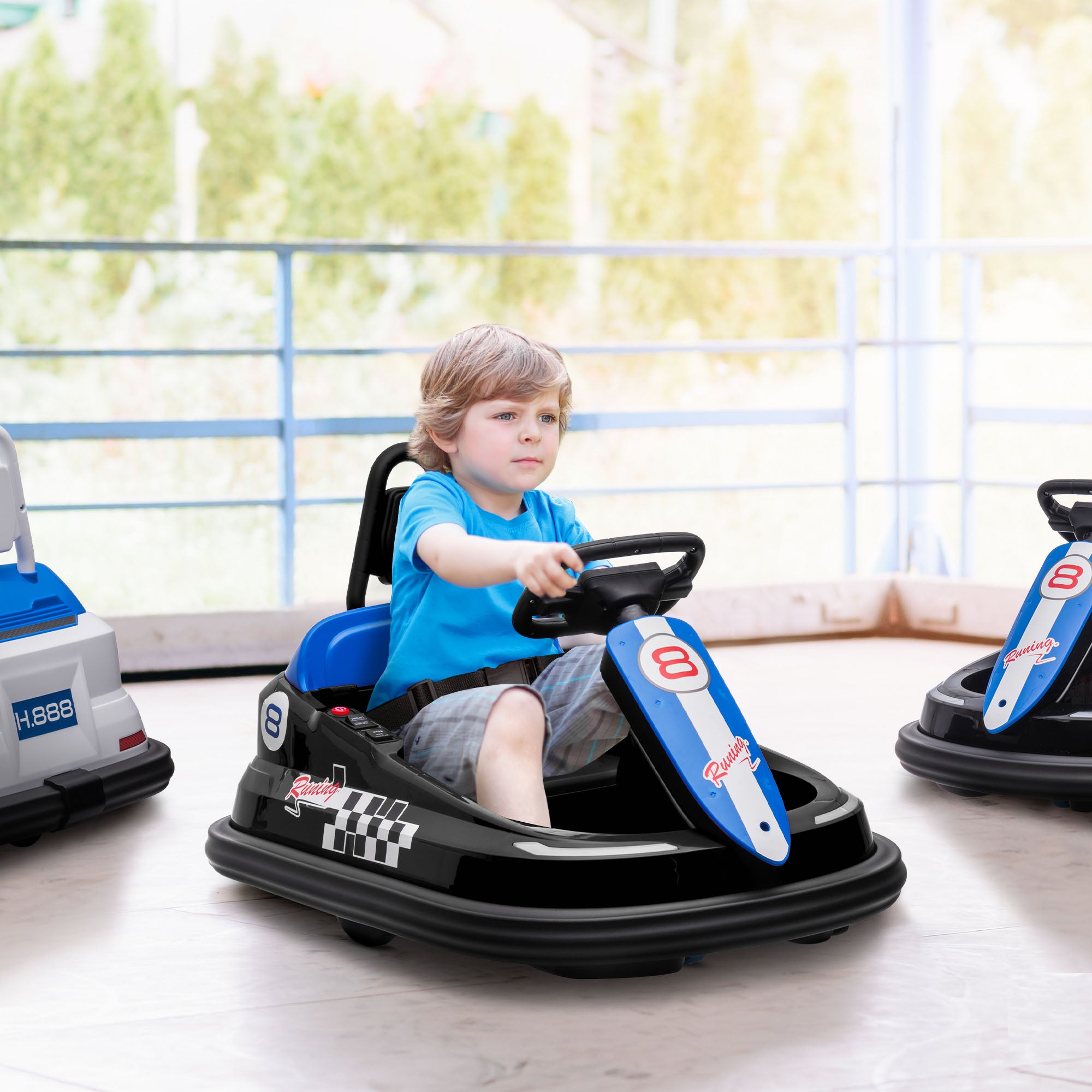 HOMCOM Electric Kids Bumper Car, 6V 360-Degree Rotation Waltzer Car, Battery Powered Ride on Car w/ 2 Speeds, Music, Gift for 18-48 Months, Black - anydaydirect