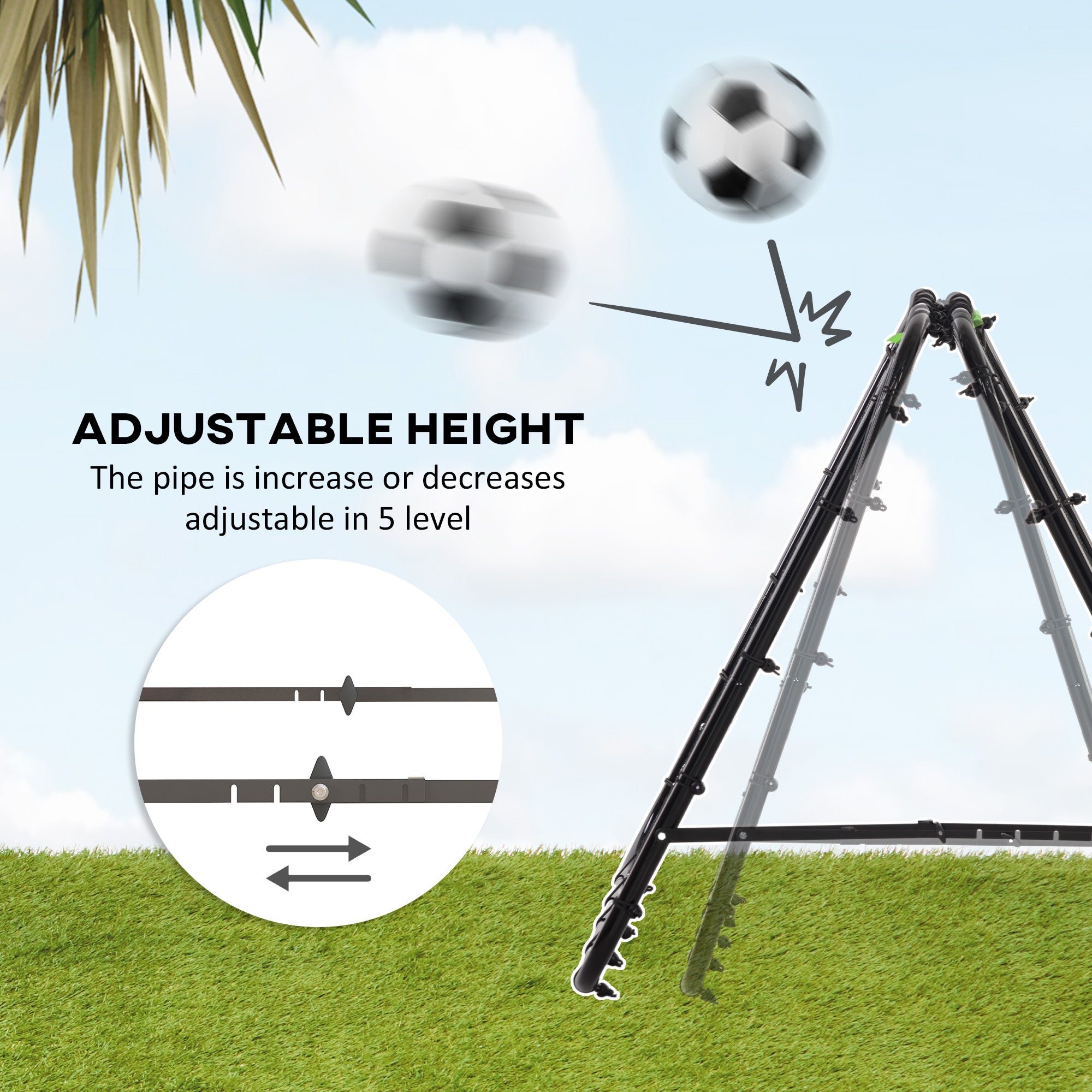 HOMCOM Double Sided Football Rebounder Net, Football Rebound Goal with Five Adjustable Angles, Black - anydaydirect