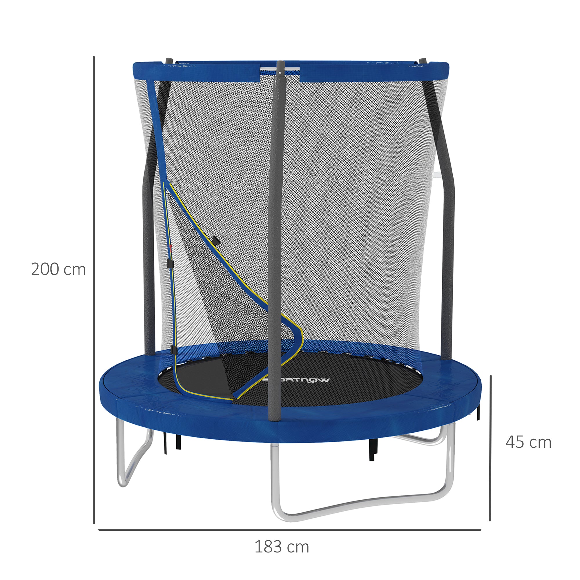 SPORTNOW 6ft Trampoline with Safety Enclosure Net, Steel Frame Outdoor Trampoline, with Edge, Safety Cover - anydaydirect