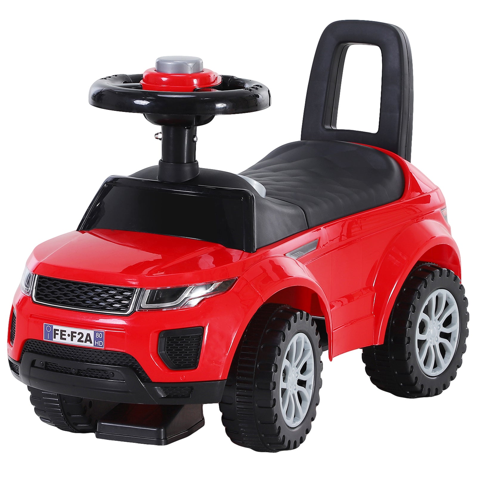 HOMCOM 3-in-1 Ride On Car Foot To Floor Slider Toddler w/ Horn Steering Wheel NO POWER Manual Under Seat Storage Safe Design Red - anydaydirect