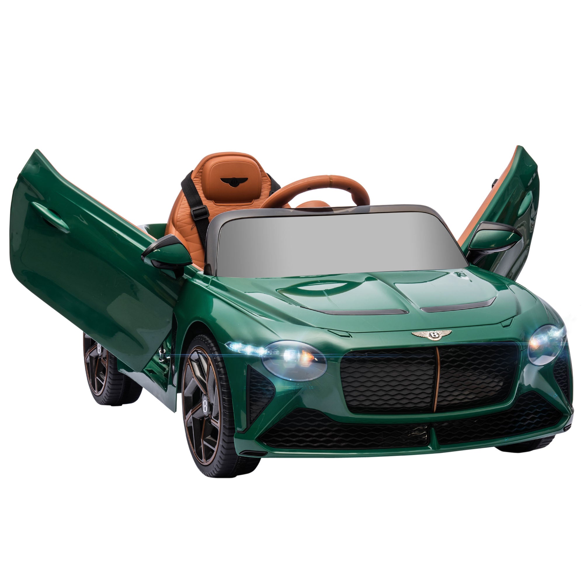 HOMCOM Bentley Bacalar Licensed 12V Kids Electric Ride on Car w/ Remote Control, Powered Electric Car w/ Portable Battery, for Kids Aged 3-5, Green - anydaydirect