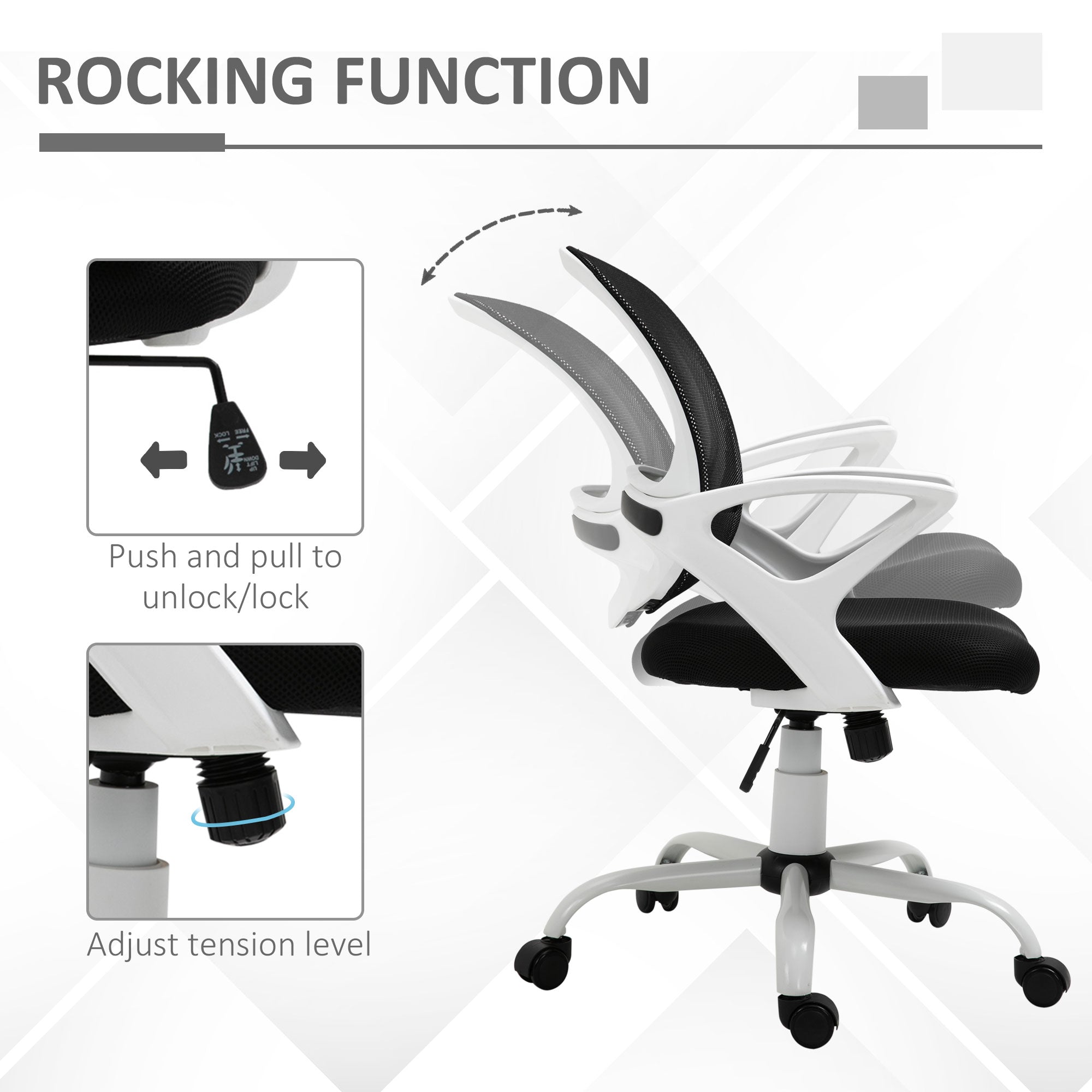 Vinsetto Office Chair Mesh Swivel Desk Chair with Lumbar Back Support Adjustable Height Armrests Black - anydaydirect