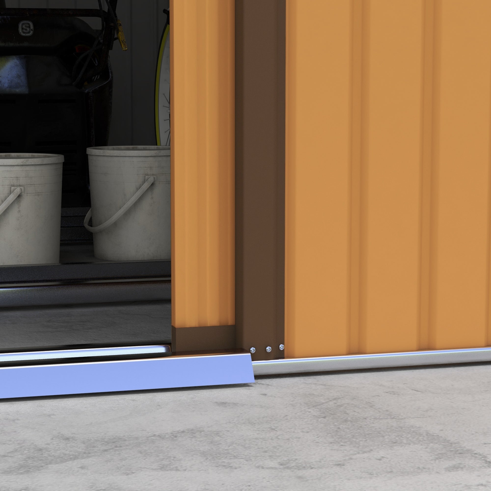 Outsunny 9 x 6 ft Metal Garden Storage Shed Corrugated Steel Roofed Tool Box with Foundation Ventilation and Doors, Light Green - anydaydirect