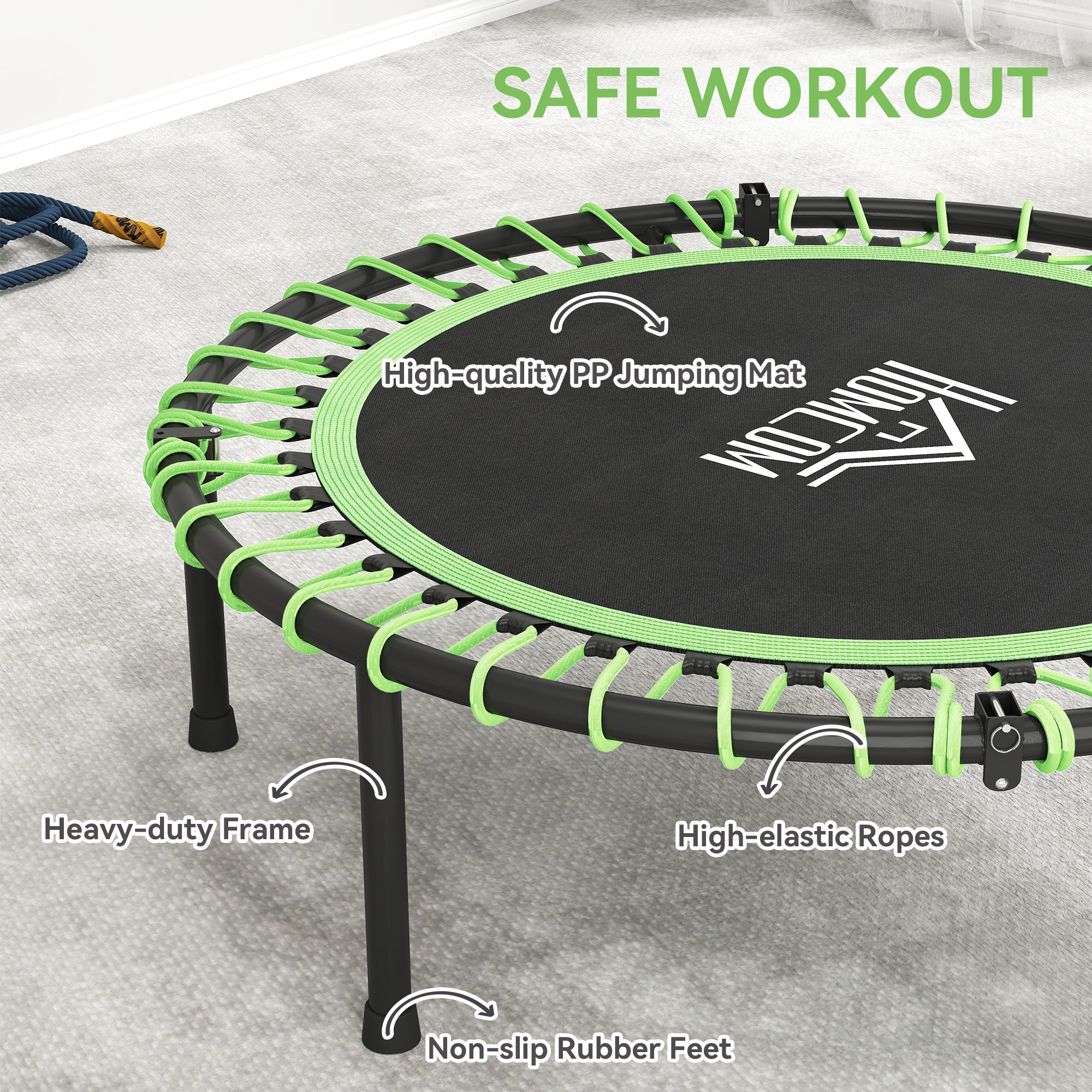 HOMCOM Mini Round Steel Frame Trampoline w/ Adjustable Handle, Green - anydaydirect