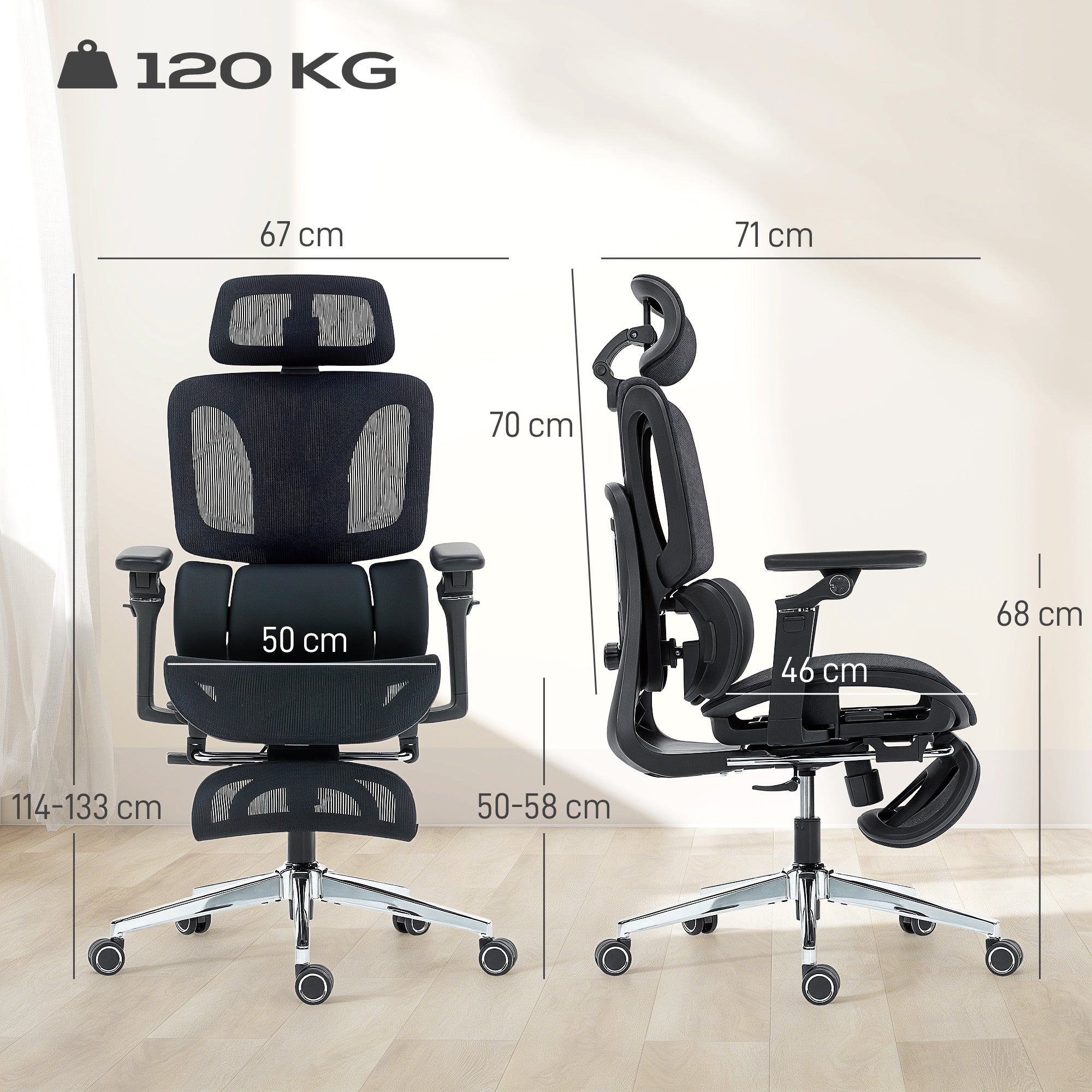 HOMCOM Ergonomic Office Chair Special, High Back Mesh Desk Chair, Black - anydaydirect