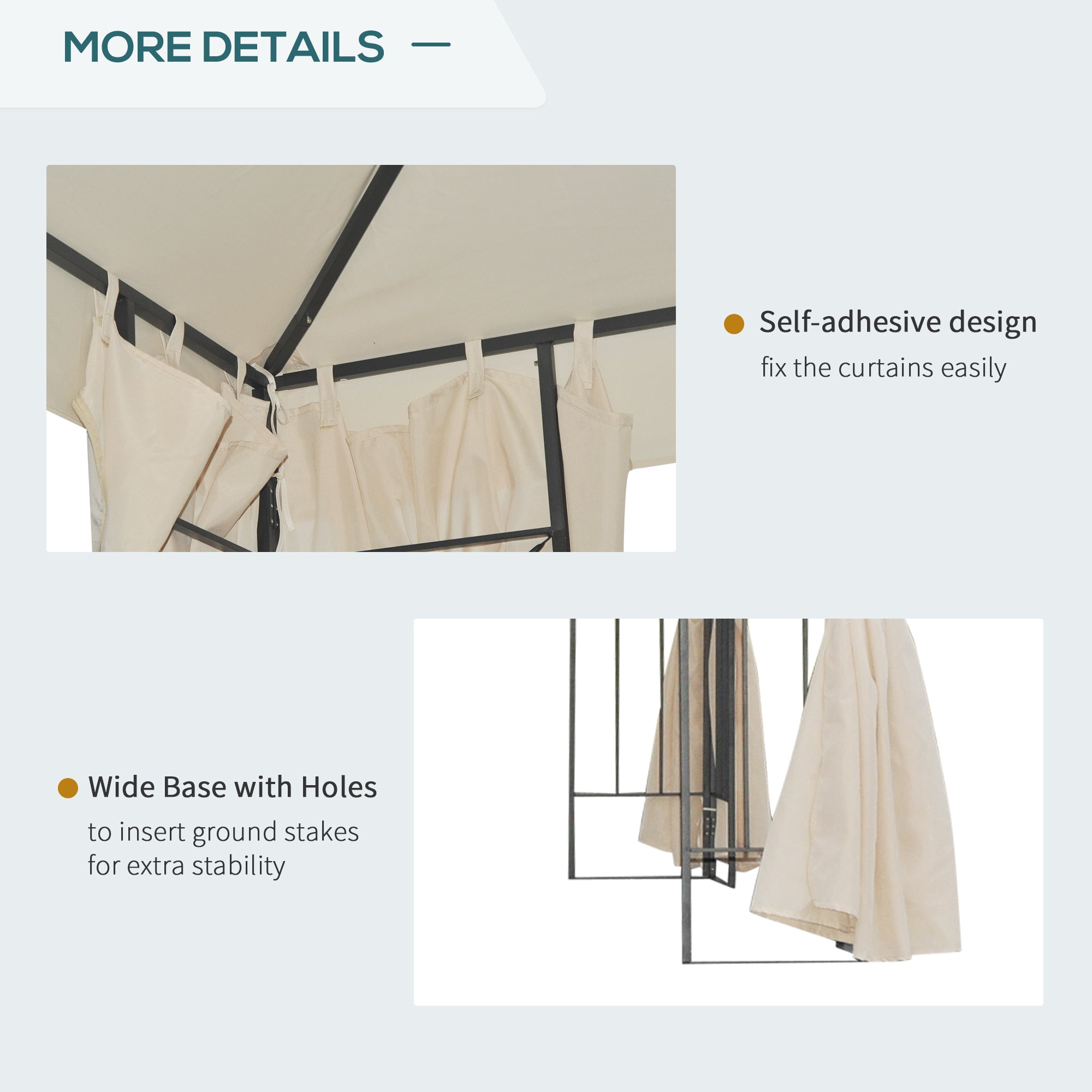 Outsunny 3 x 3 m Garden Gazebo Double Roof Marquee Patio Wedding Party Tent Canopy Shelter with Sidewalls, (Beige) - anydaydirect