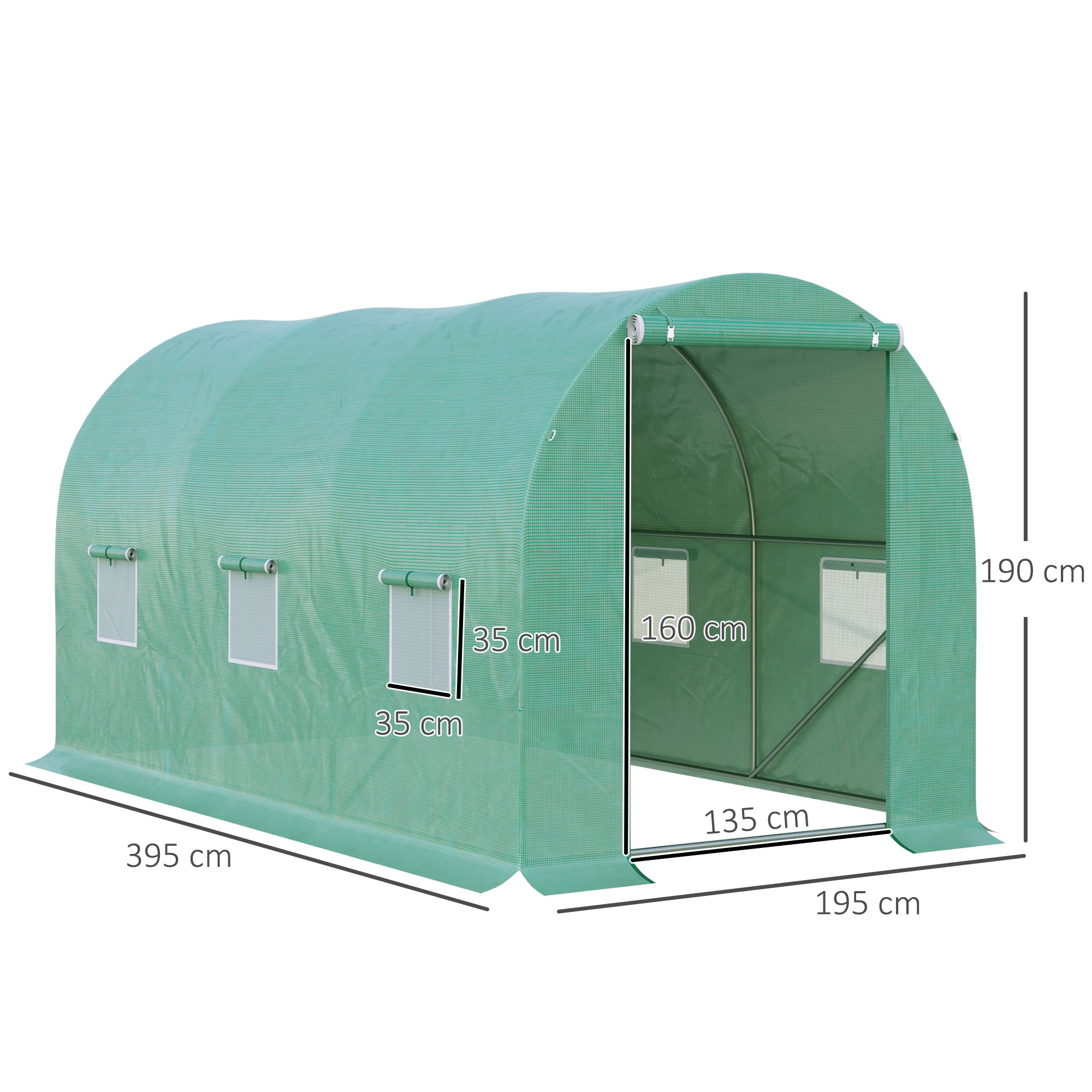 Outsunny 4L x 2W x 2H M Greenhouse Walk-in Polytunnel Outdoor Garden Flower Vegetable Planter 25mm Diameter Galvanised Steel Frame with Zipped Door - anydaydirect
