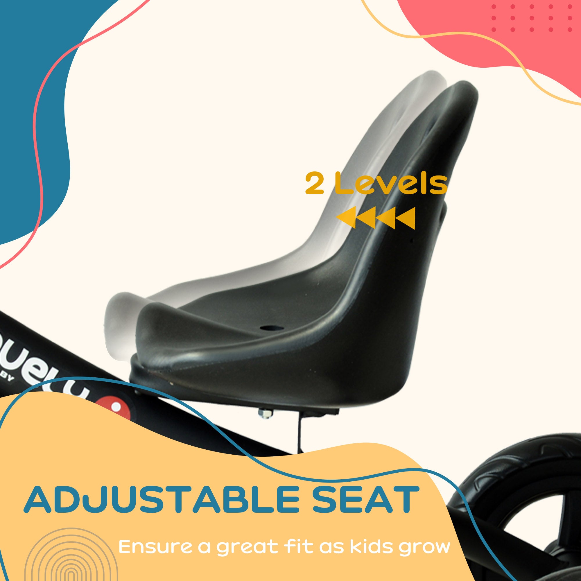 HOMCOM Ride On Tricycle 3 Wheels Plastic Pedal Trike for Kids over 18 Months , Black - anydaydirect