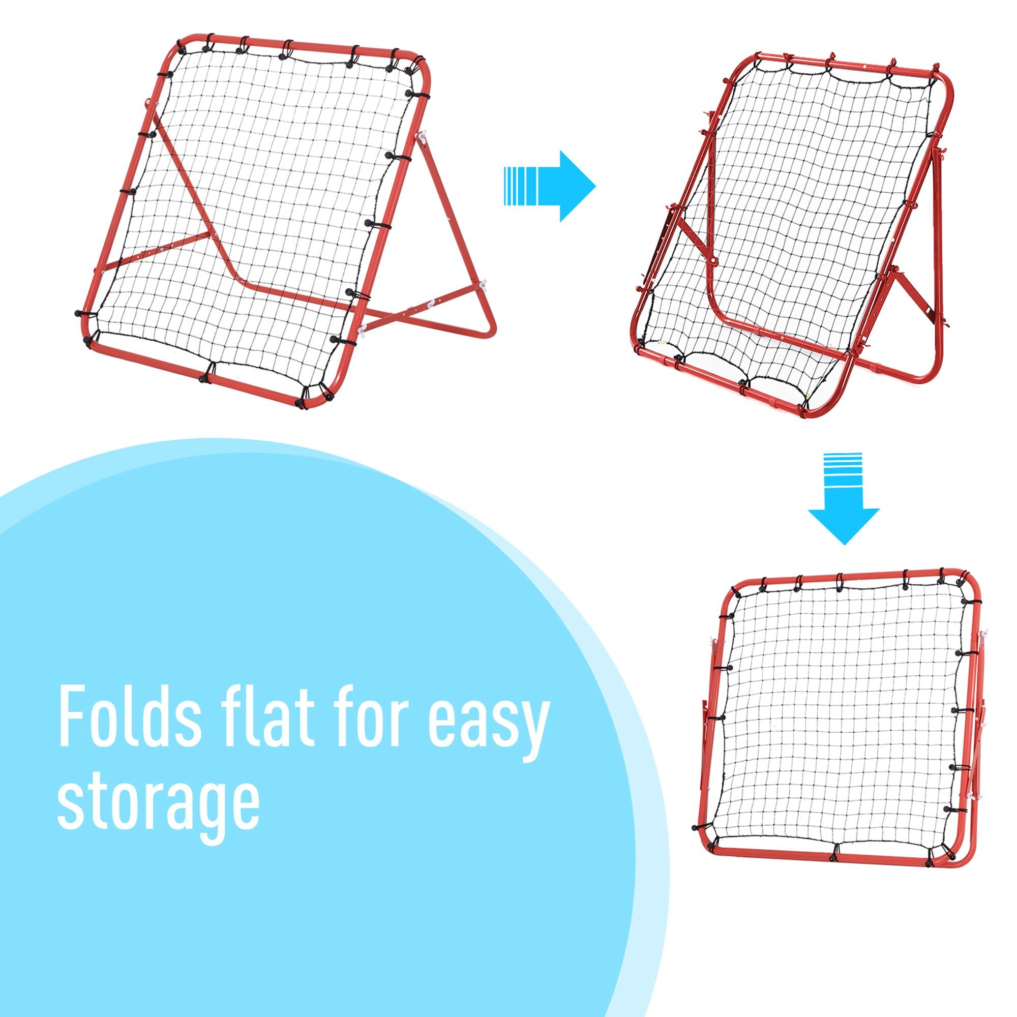 HOMCOM Rebounder Net, Practise Kickback Goal, for Teens, Adults Training - Red - anydaydirect