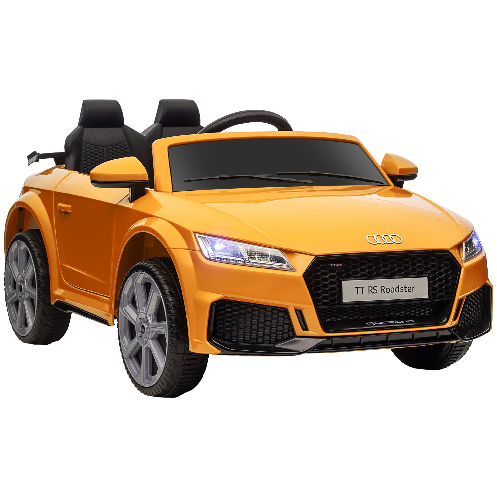 HOMCOM Kids Licensed Audi TT RS Ride-On Car 12V Battery w/ Remote Suspension Headlights and MP3 Player 3km/h Yellow - anydaydirect