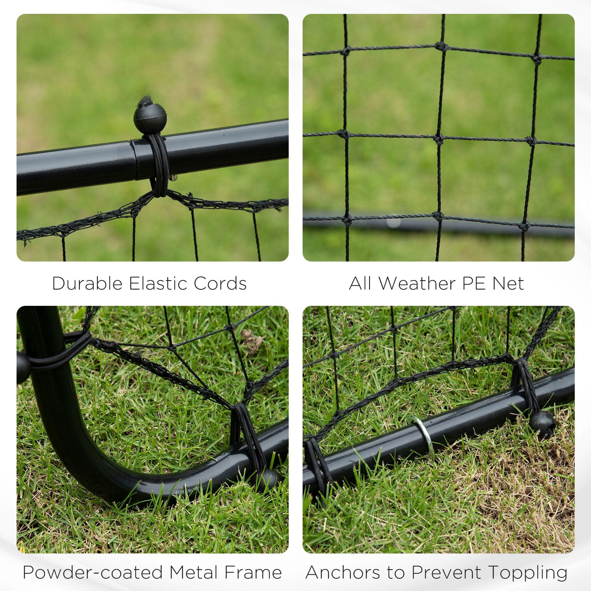 HOMCOM Rebounder Net, Practise Kickback Goal, for Teens, Adults Training - Black - anydaydirect