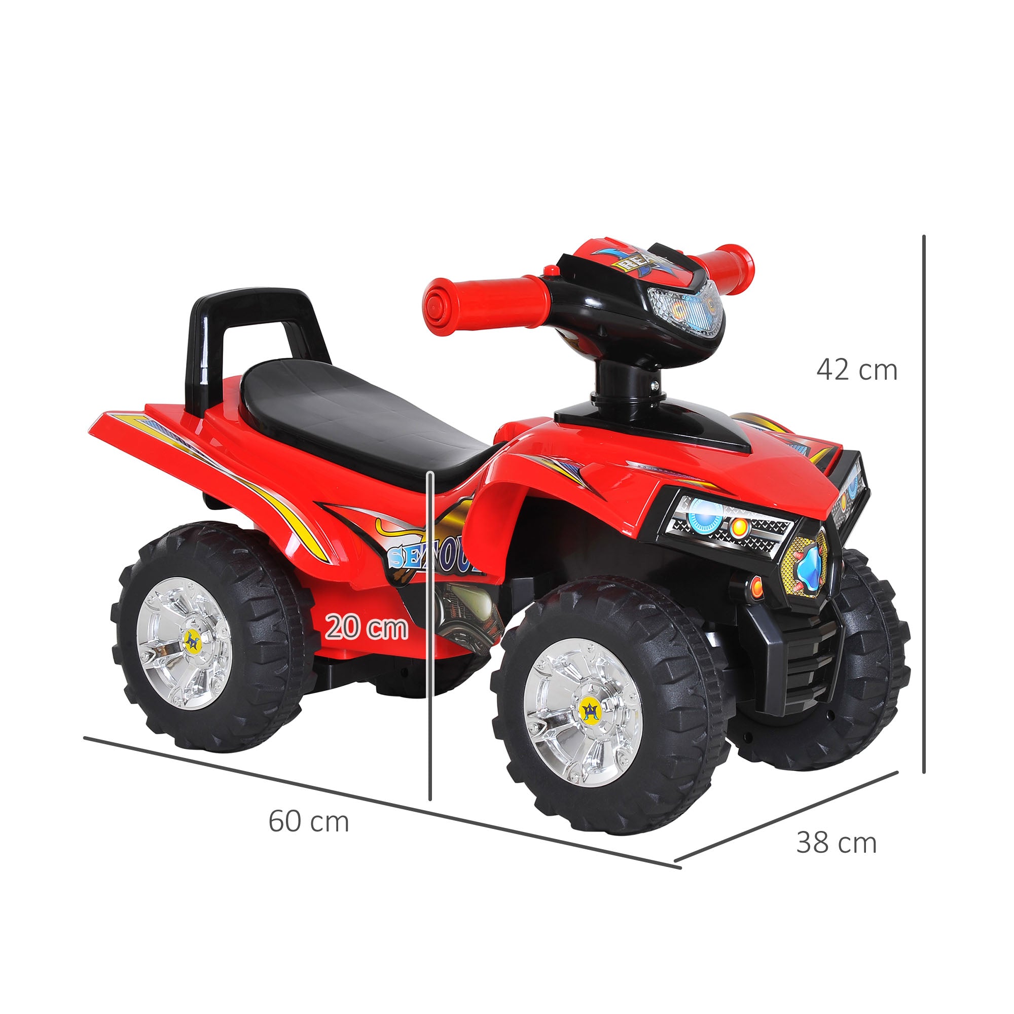 HOMCOM Kids Ride On Quad Bike, 60Lx38Wx42H cm-Red - anydaydirect