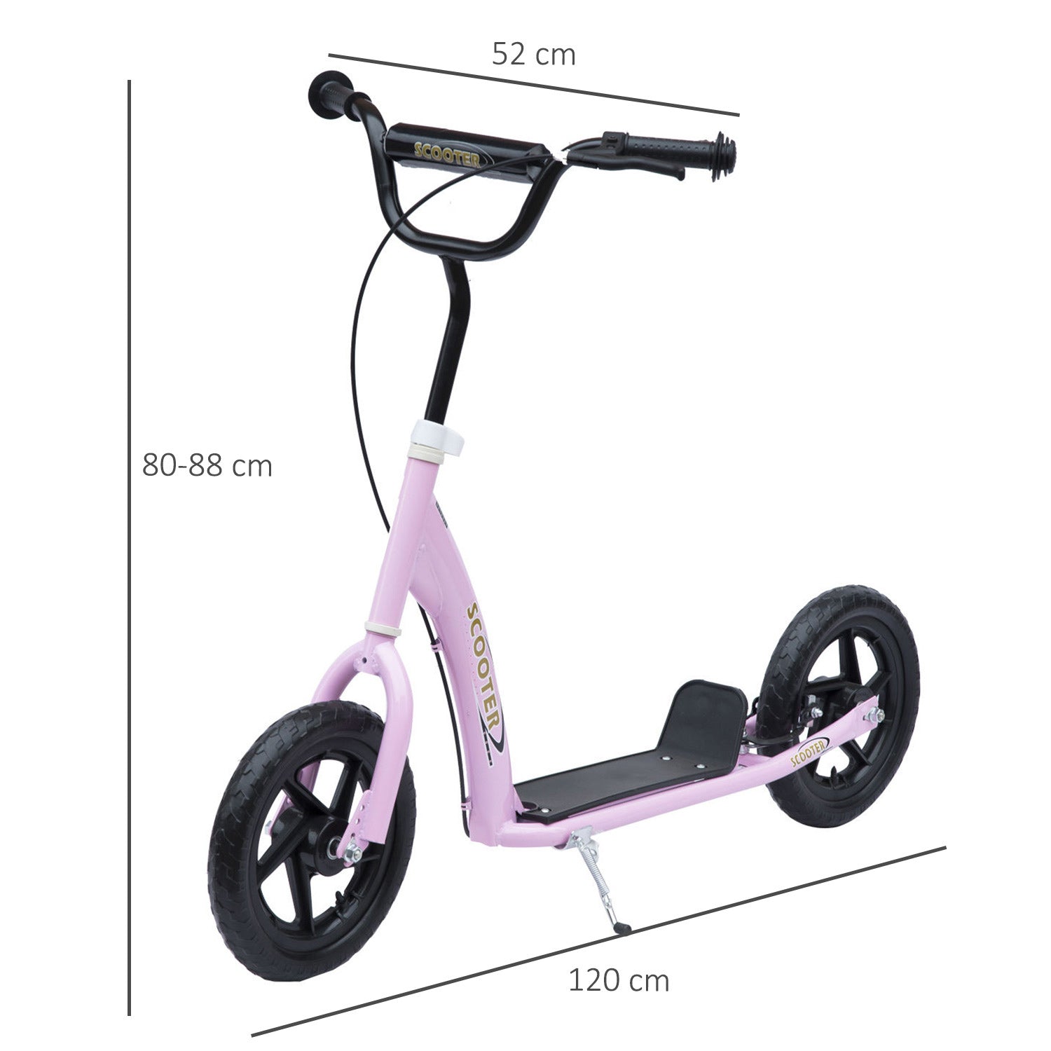 HOMCOM Teen Push Scooter Kids Children Stunt Scooter Bike Bicycle Ride On 12" EVA Tyres, Pink - anydaydirect