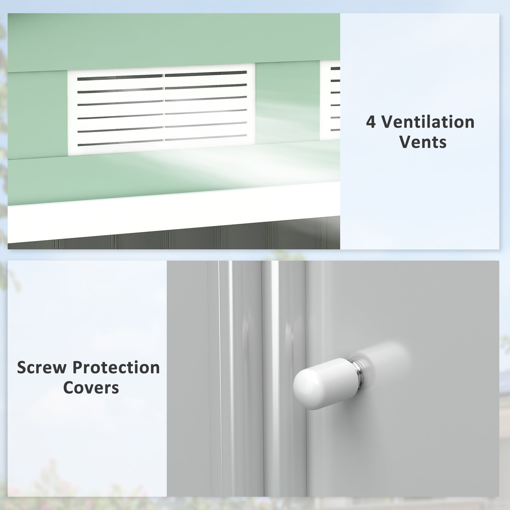 Outsunny 7ft x 4ft Lockable Garden Metal Storage Shed Large Patio Roofed Tool Storage Building Foundation Sheds Box, Light Green - anydaydirect