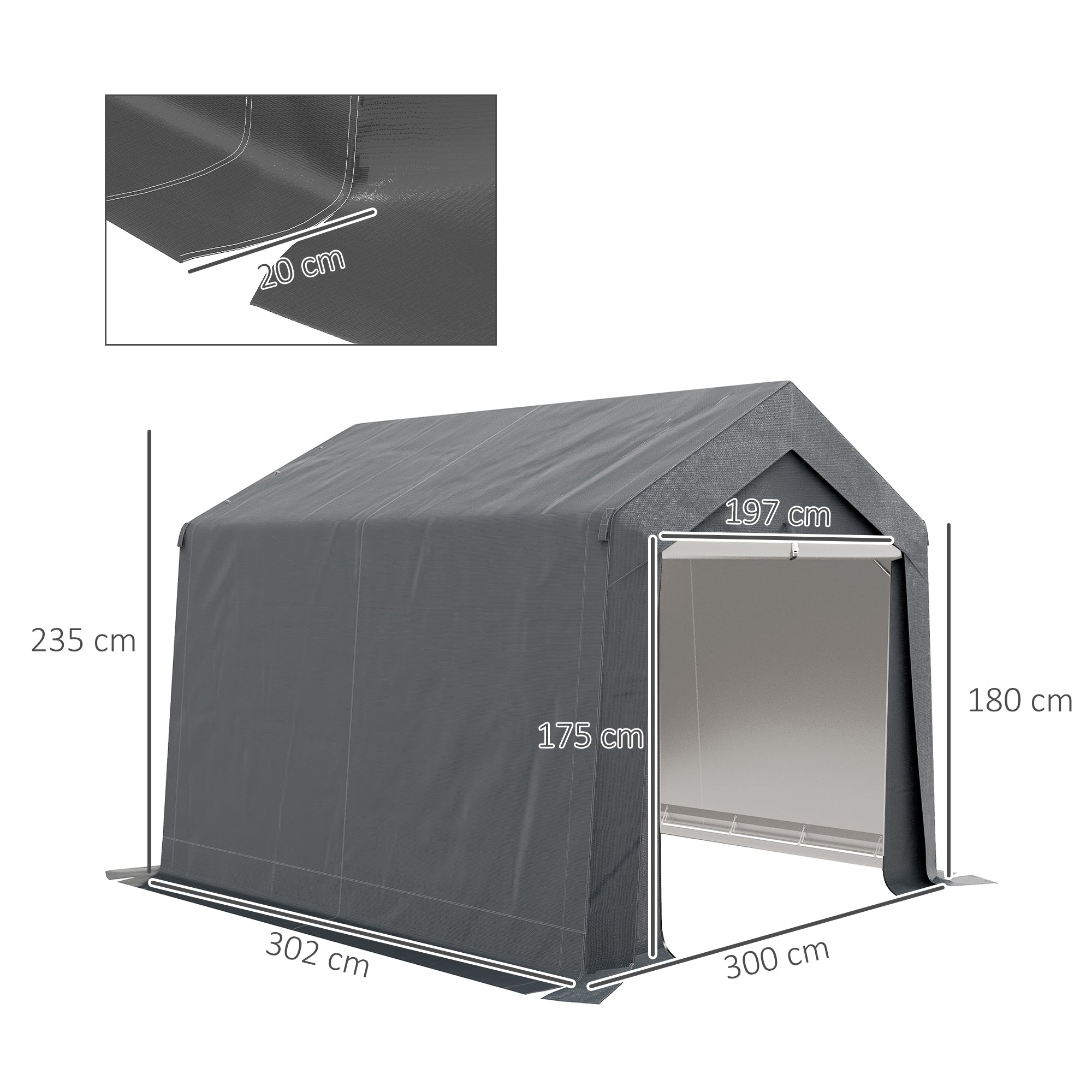 Outsunny 3 x 3(m) Waterproof Portable Shed, Garden Storage Tent with Ventilation Window, for Bike, Motorbike, Garden Tools - anydaydirect