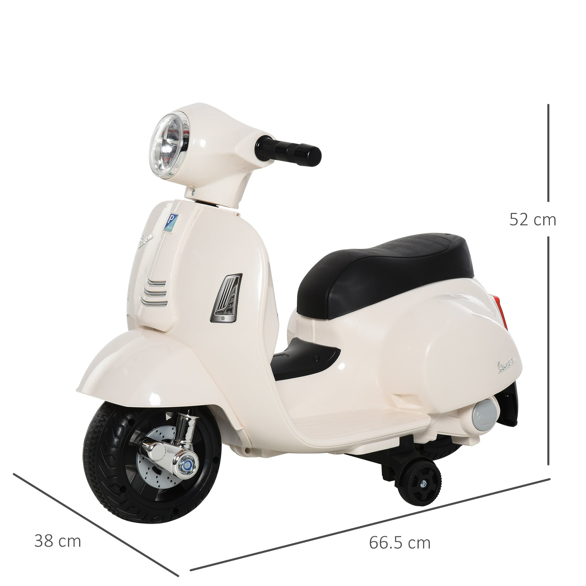 HOMCOM Vespa Licensed Kids Ride On Motorcycle 6V Battery Powered Electric Trike Toys for 18-36 Months with Horn Headlight White - anydaydirect