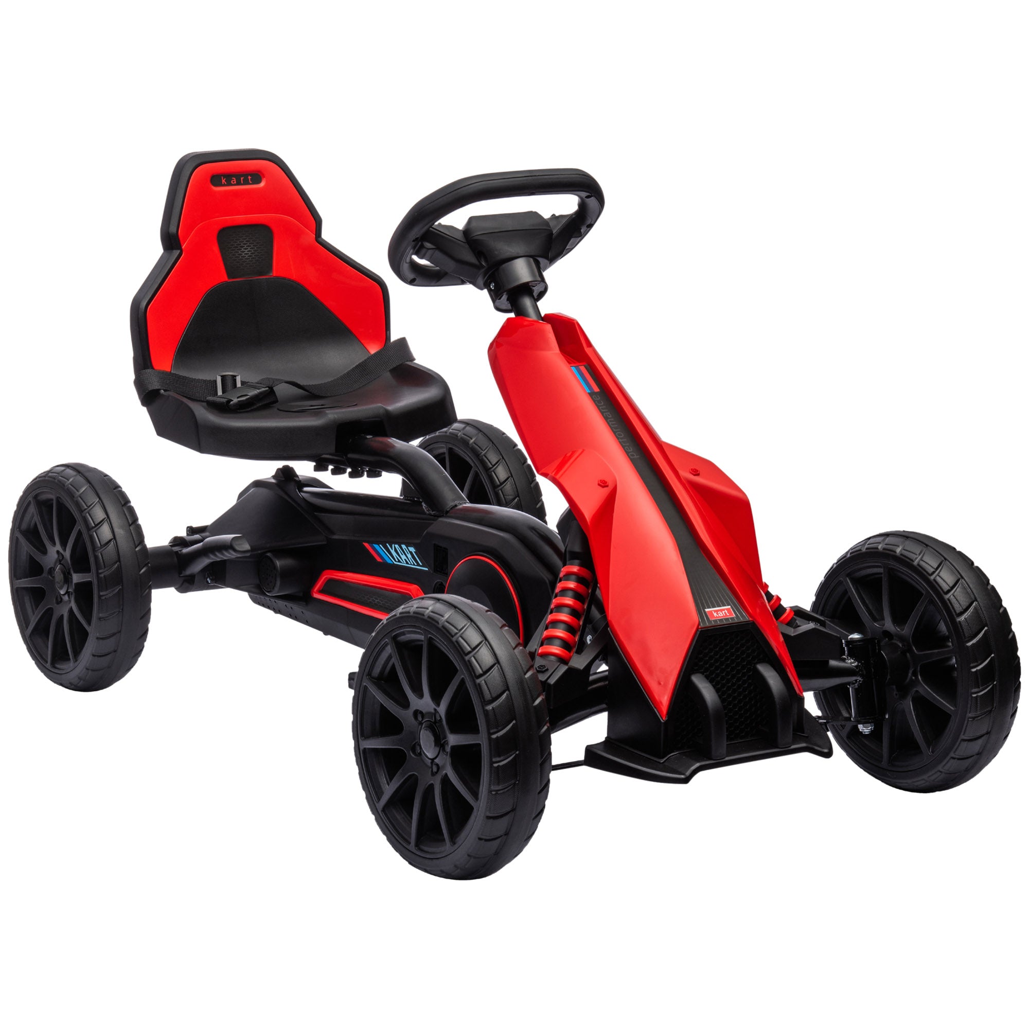 HOMCOM Children Pedal Go Kart, Kids Ride on Racer w/ Adjustable Seat, Shock Absorption EVA Tyres, Handbrake, for Kids Aged 3-8, Red - anydaydirect
