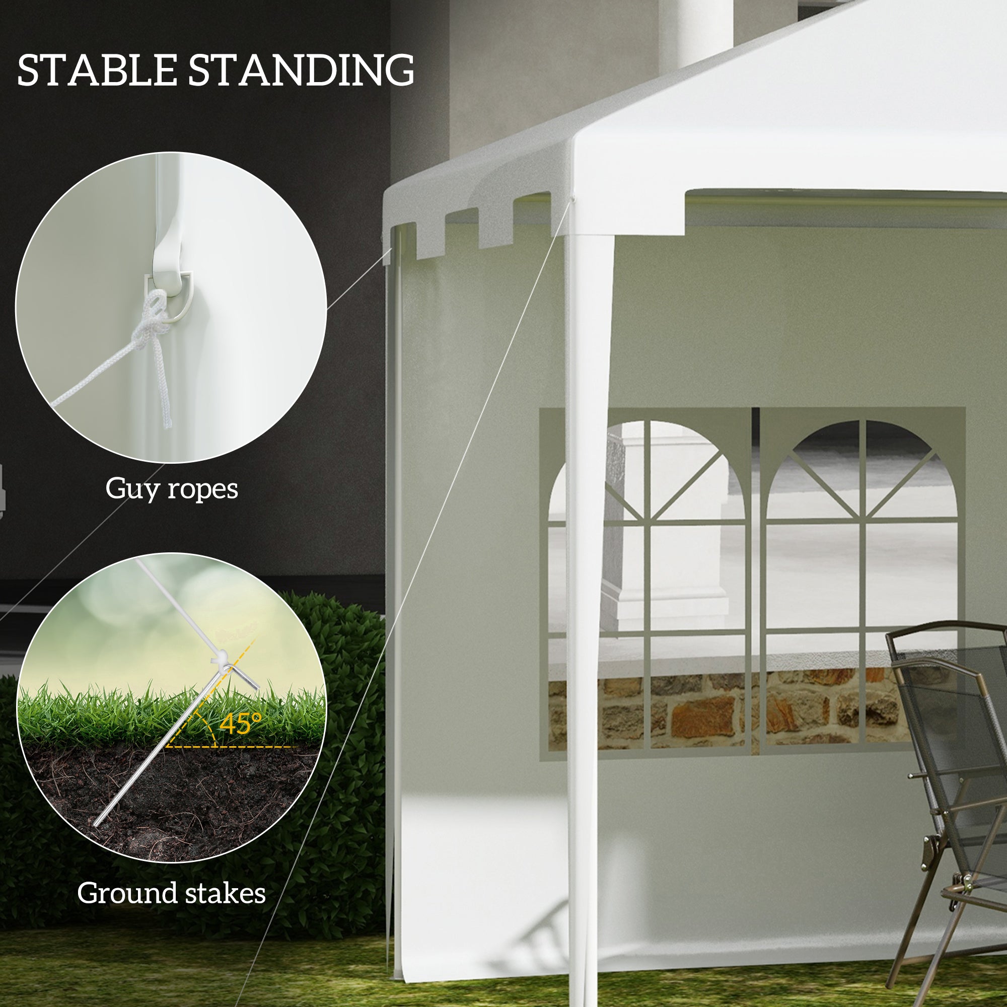 Outsunny 3 x 4 m Garden Gazebo Shelter Marquee Party Tent with 2 Sidewalls for Patio Yard Outdoor - White - anydaydirect