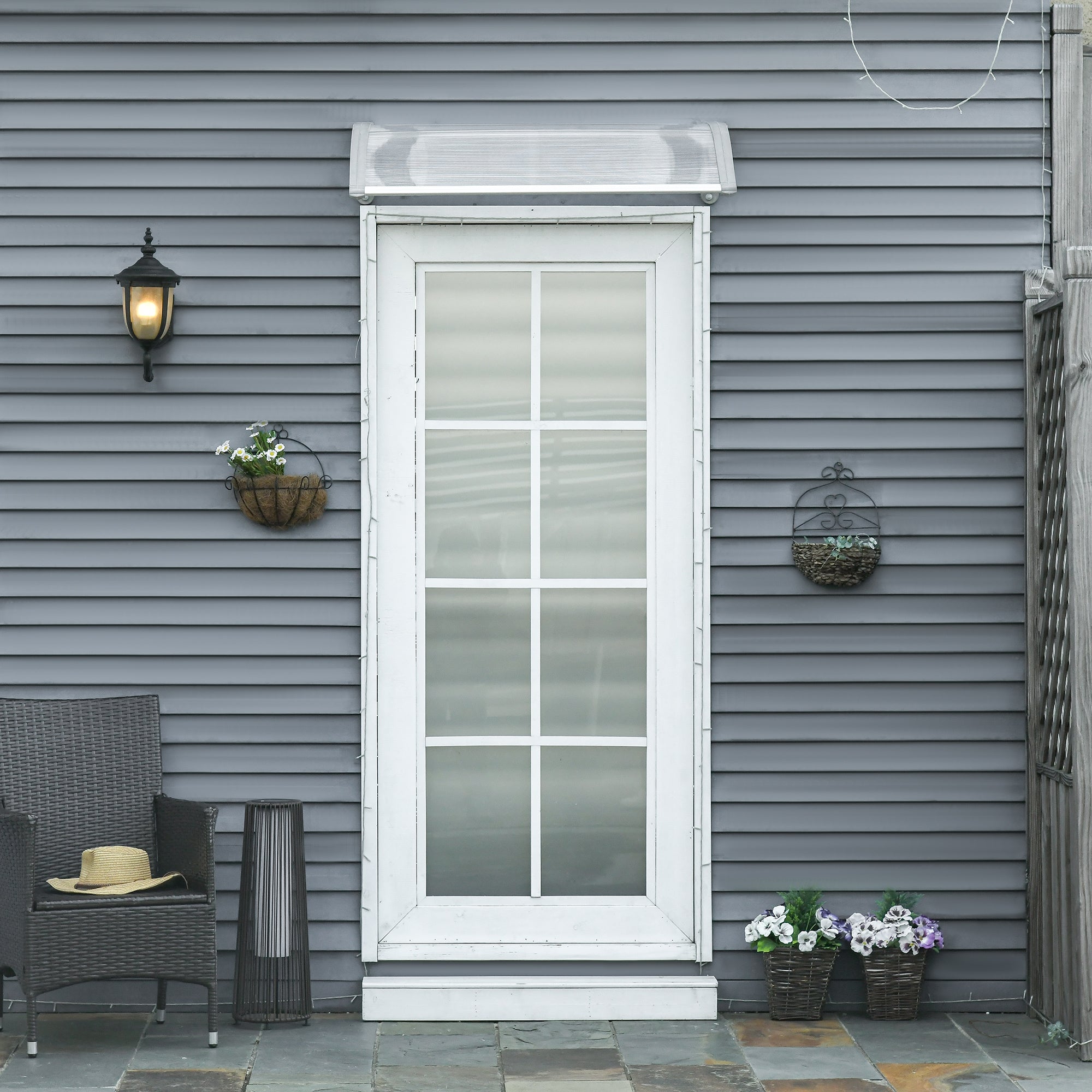 Outsunny Door Canopy Awning Outdoor Window Rain Shelter Cover for Front/Back Door Porch Clear 100 x 75cm - anydaydirect