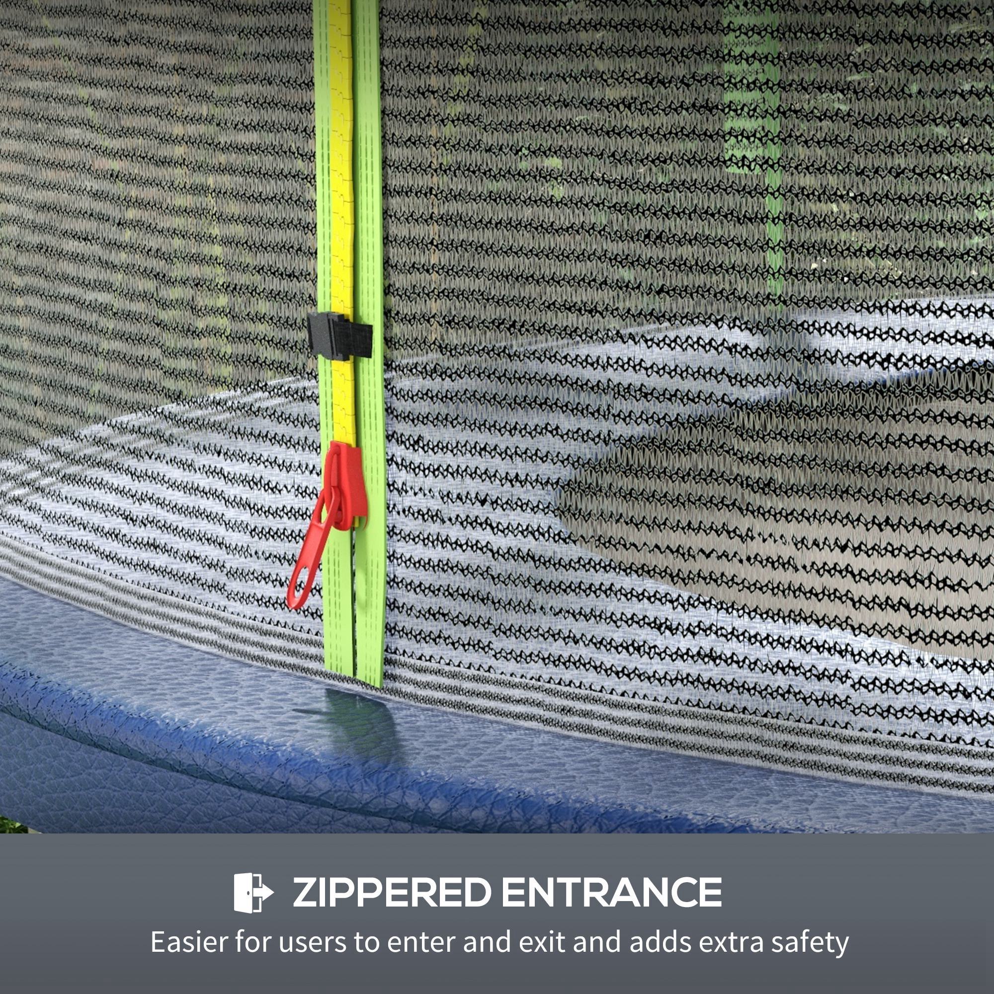 SPORTNOW 10ft Trampoline Net Replacement with 6 Plastic Pole Covers, Weather-Resistant Trampoline Netting Replacement with Zipped Entrance, Poles Not Included, Green - anydaydirect