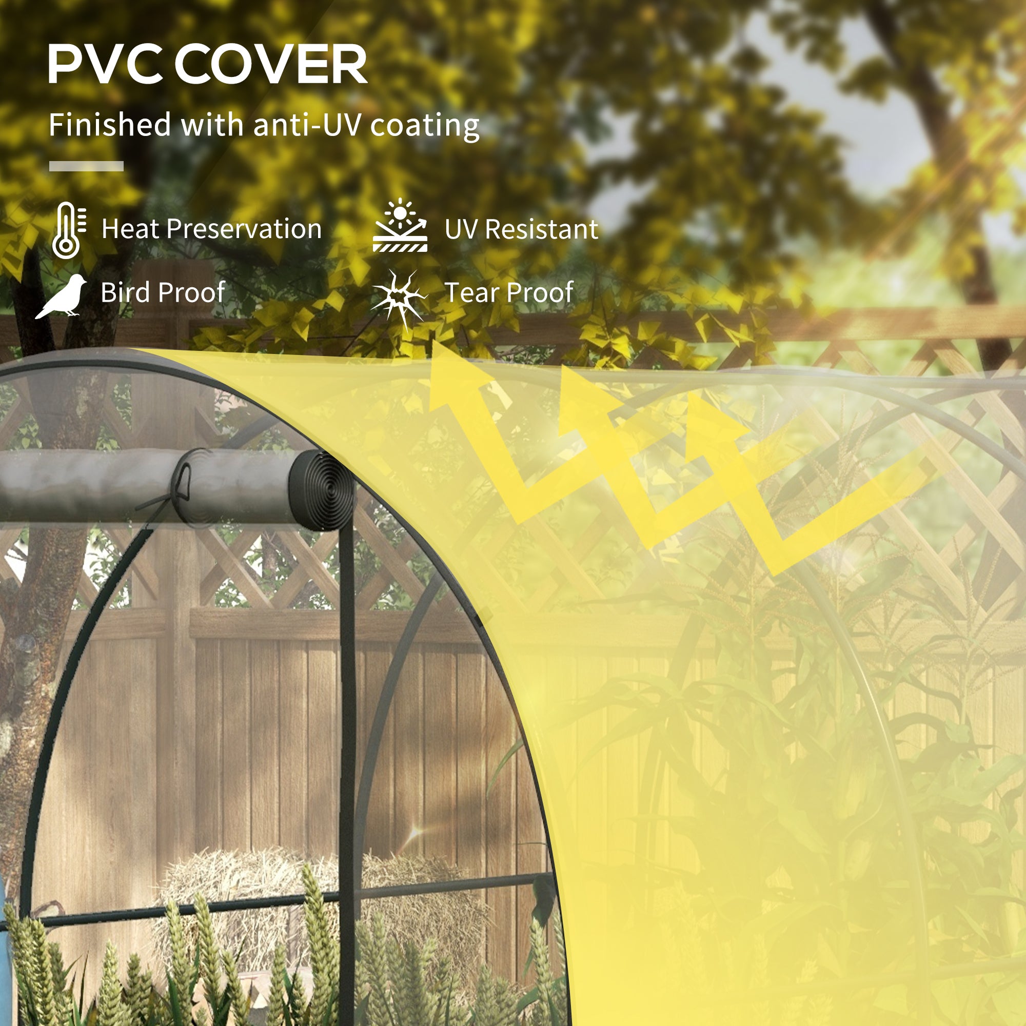 Outsunny Polytunnel Greenhouse Walk-in Grow House with Plasric Cover, Door, Mesh Window and Steel Frame, 3 x 2 x 2m, Clear - anydaydirect