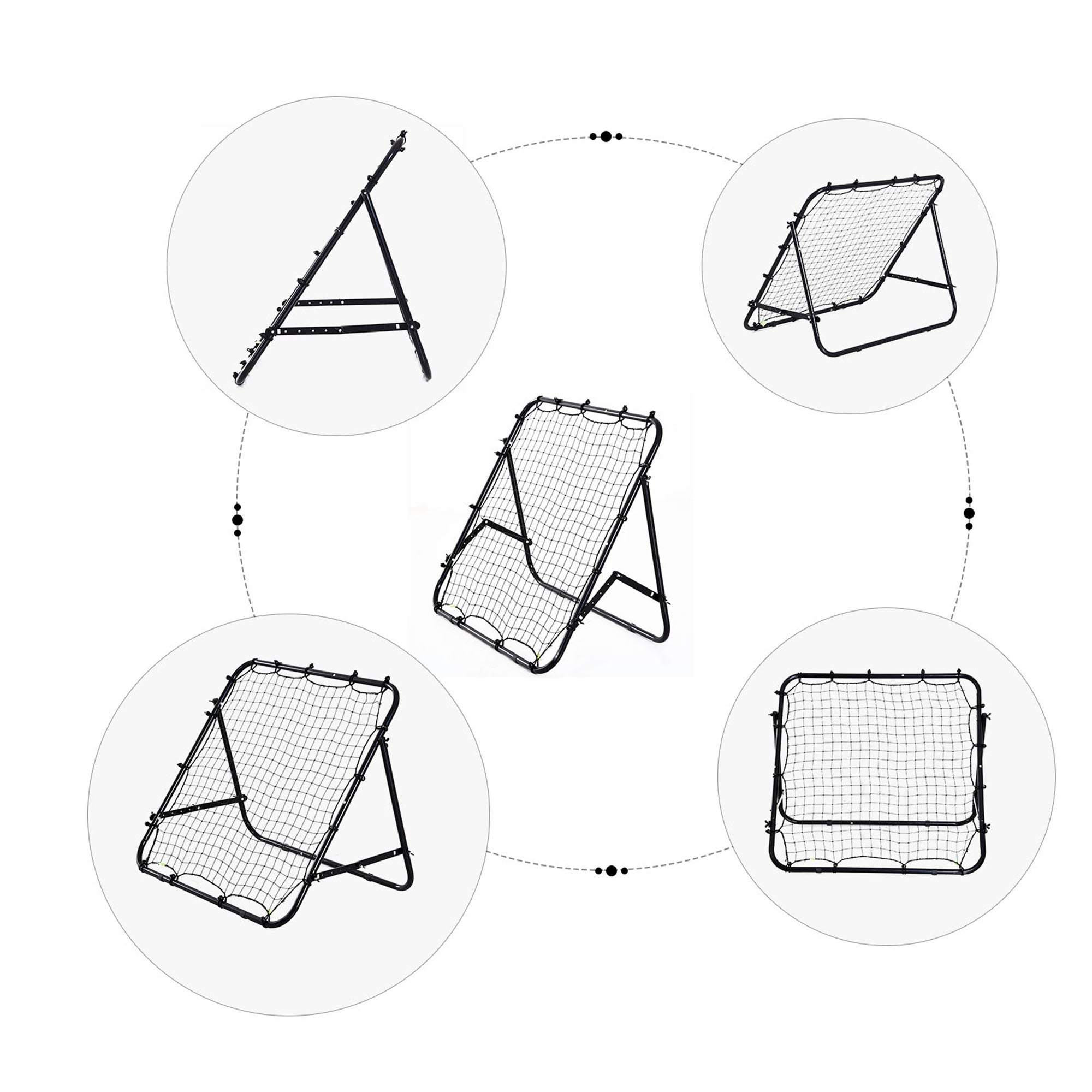 HOMCOM Adjustable Rebounder Net Kickback Target Goal for Teens Adults Training, Black - anydaydirect