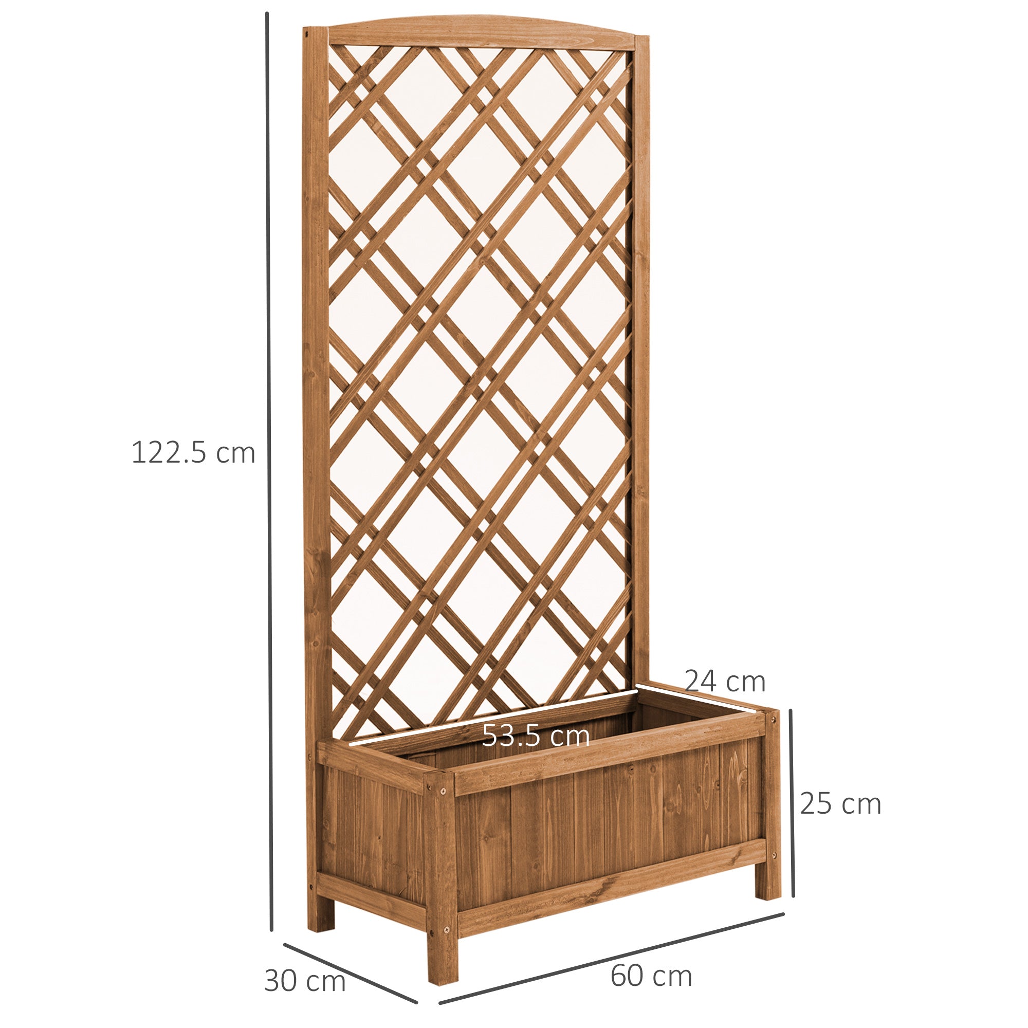 Outsunny Garden Planter with Trellis, Wooden Raised Bed for Garden with Lattice Trellis for Vegetables, Herbs and Flowers, Brown - anydaydirect