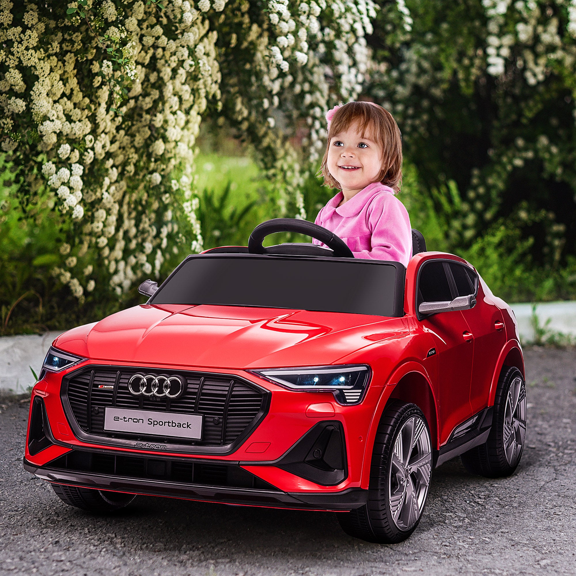 HOMCOM Audi E-tron Licensed 12V Kids Electric Ride On Car with Parental Remote Music Lights MP3 Suspension Wheels for 3-5 Years Red - anydaydirect