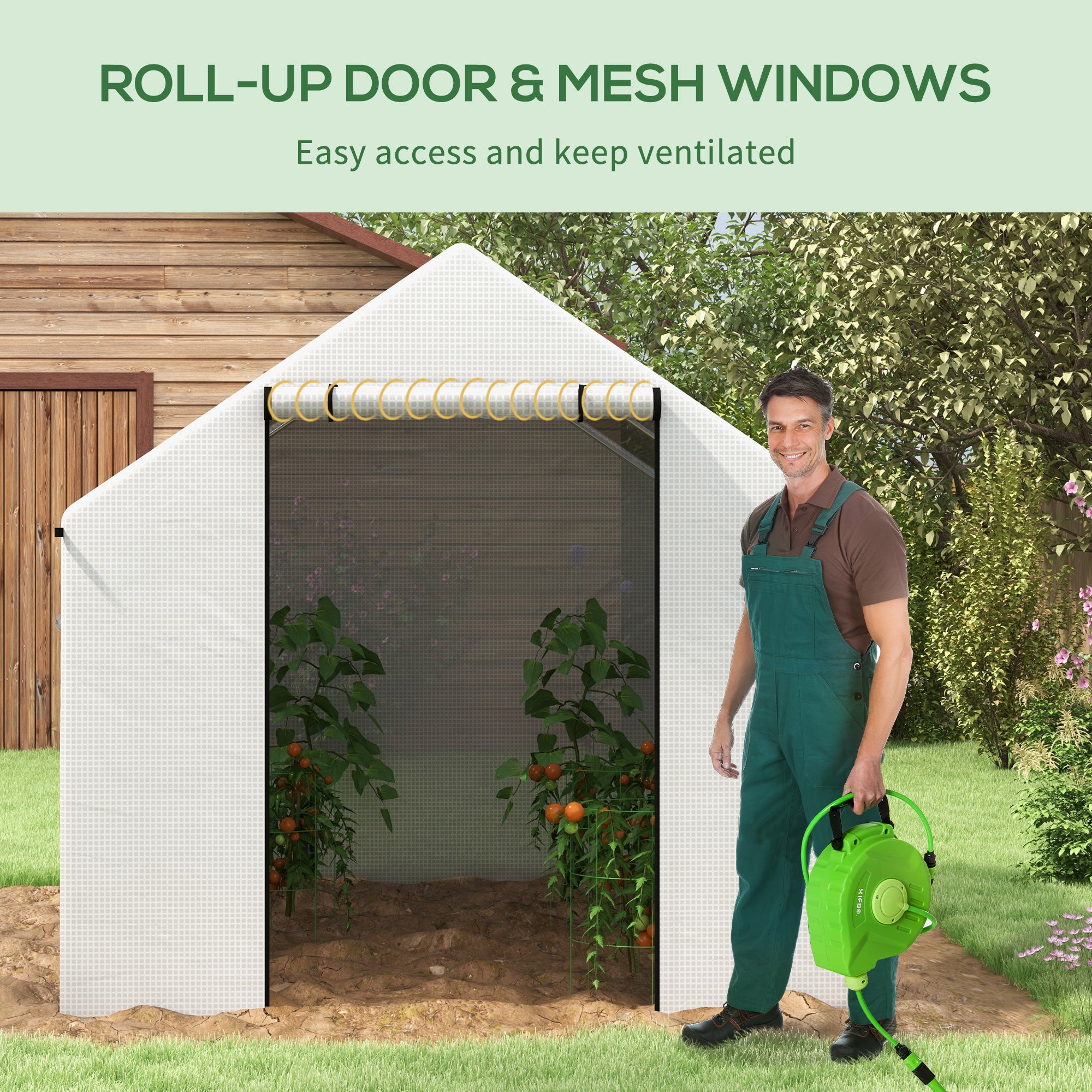 Outsunny Polyethylene Walk-in Polytunnel Greenhouse, 2 x 3(m), White - anydaydirect