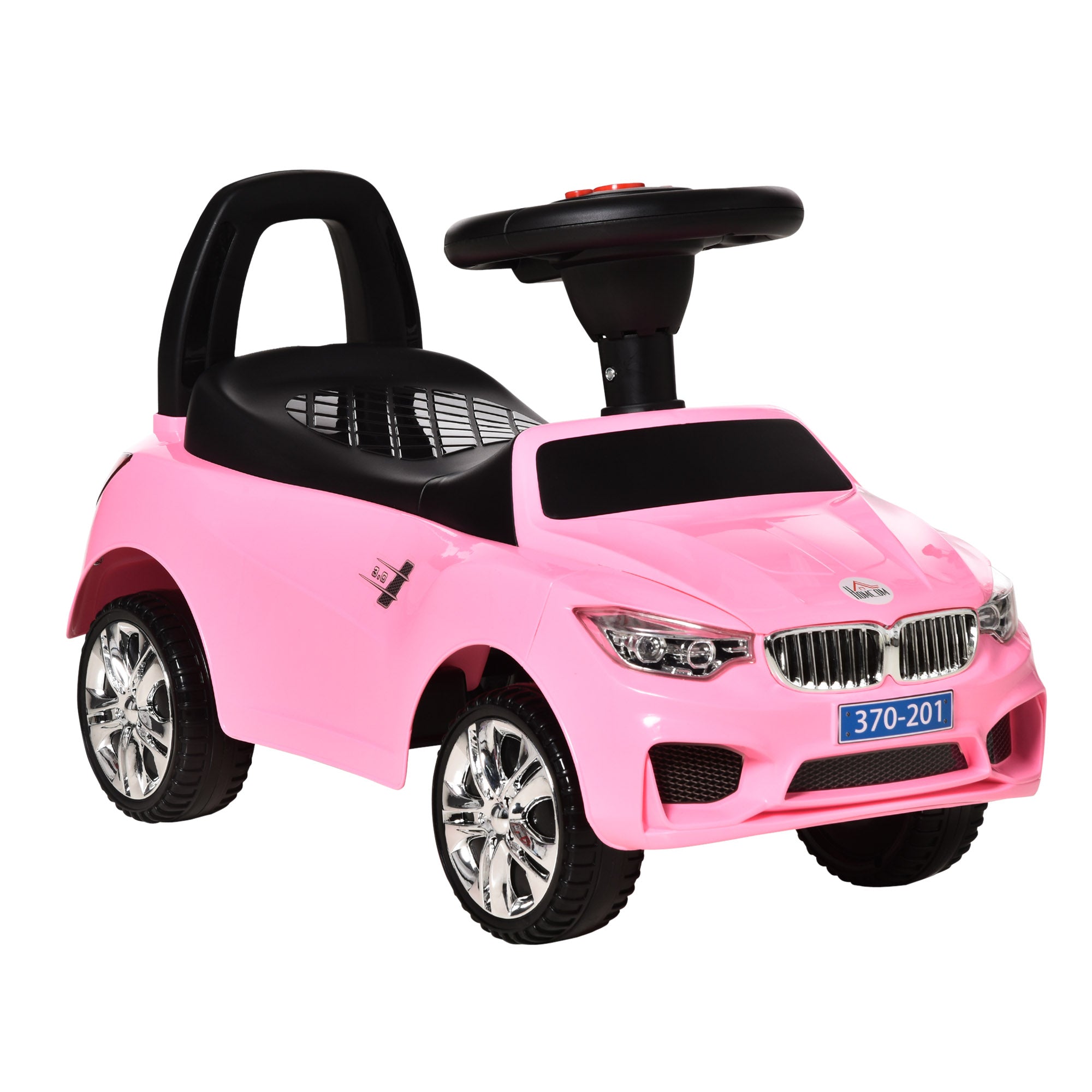 HOMCOM Baby Toddler Ride On Car, Foot to Floor Slider with Horn, Music, Working Lights, Storage, Big Steering Wheel, Pink - anydaydirect