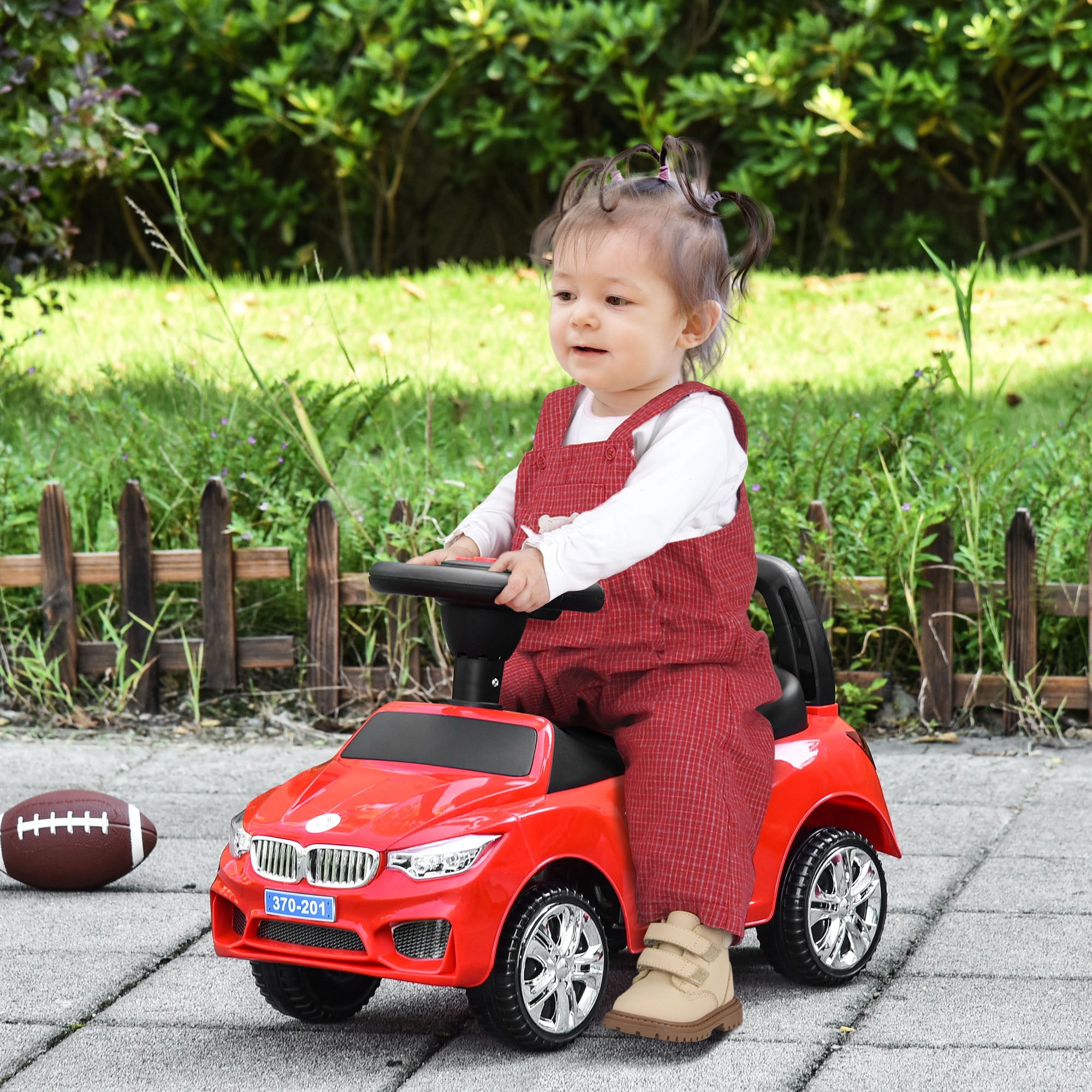 HOMCOM Toddler Ride-On Racer: Foot-to-Floor Slider with Sounds, Lights & Storage, Big Wheel, Crimson Red - anydaydirect