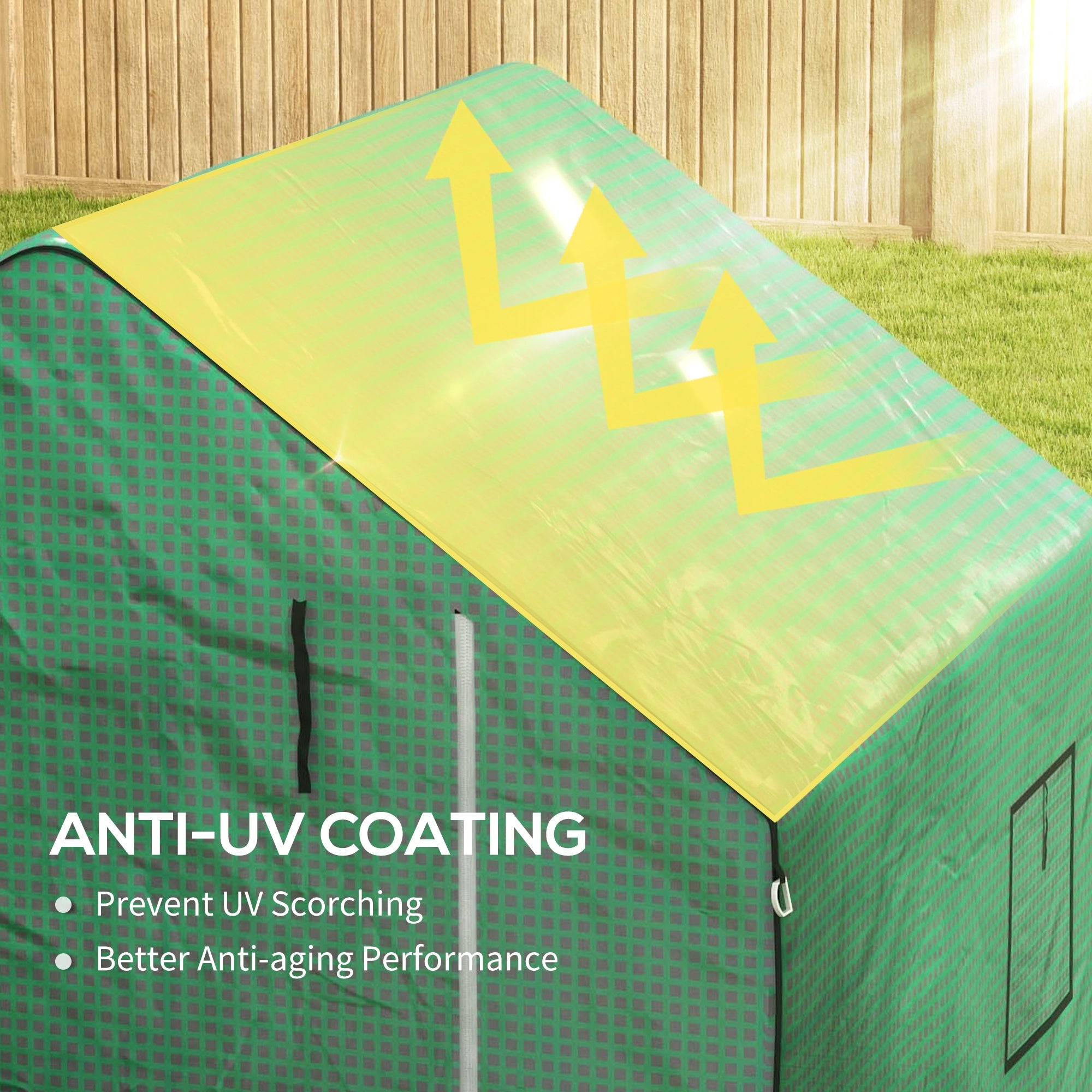 Outsunny Greenhouse Cover Replacement Walk-in PE Hot House Cover with Roll-up Door and Windows, 140 x 143 x 190cm, Green - anydaydirect