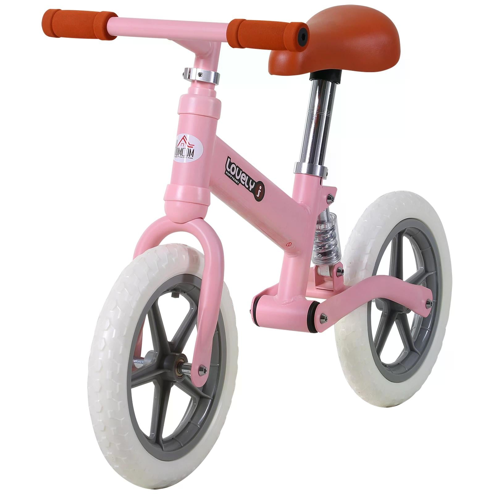 HOMCOM Balance Bike for Toddlers, No Pedal Training Bicycle for Walking Skills Development, Pink - anydaydirect