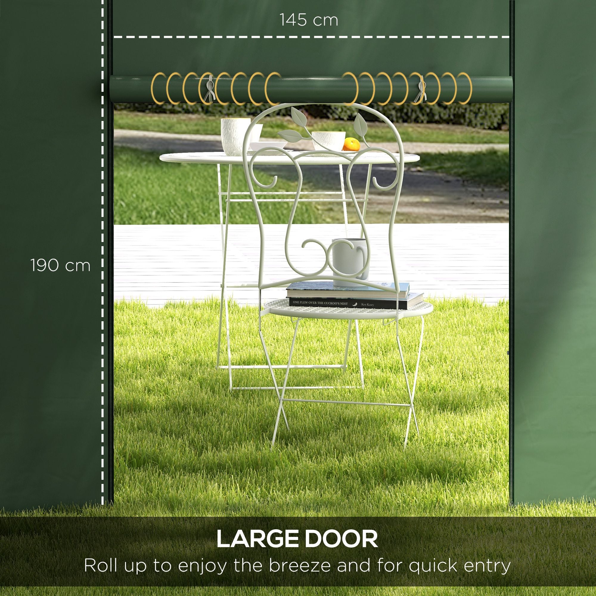 Outsunny Gazebo Side Panels, 2 Pack Sides Replacement, for 3x3(m) or 3x6m Pop Up Gazebo, with Windows and Doors, Green - anydaydirect