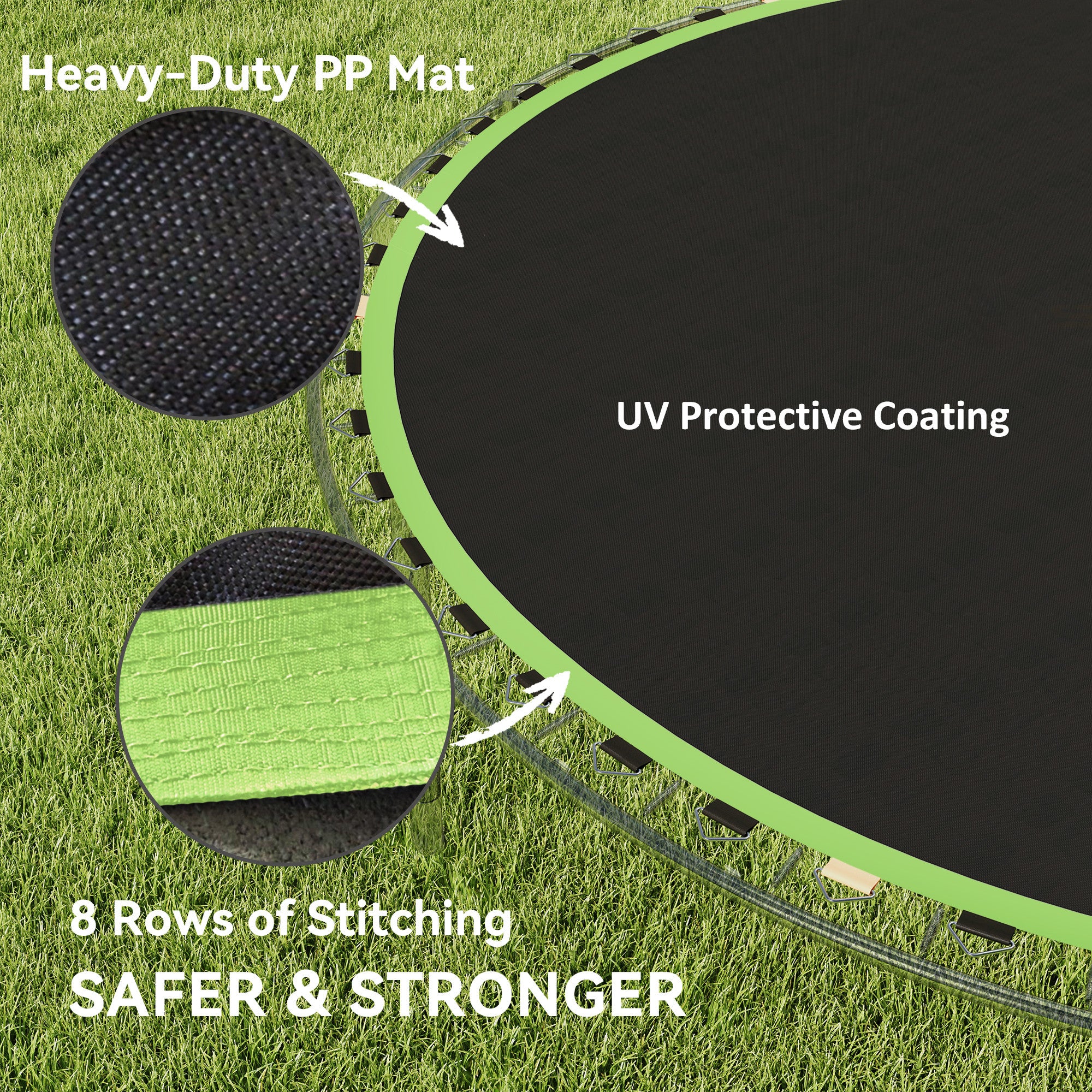SPORTNOW Trampoline Replacement Mat with Spring Pull Tool, 54 V-Hooks, for 10ft Trampoline using 14cm Springs, Green - anydaydirect