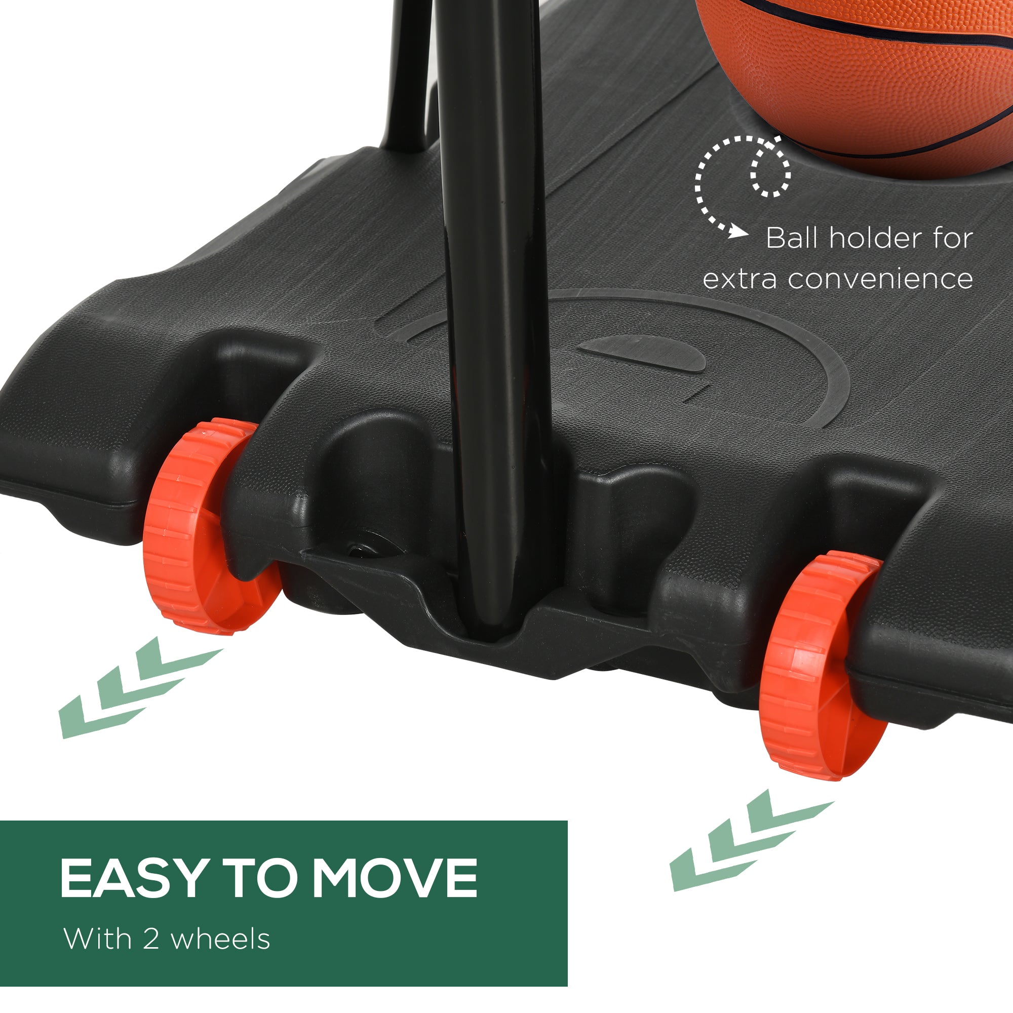 SPORTNOW Height Adjustable Basketball Hoop and Stand with Firm Backboard and Weighted Base, Portable on Wheels, Red - anydaydirect