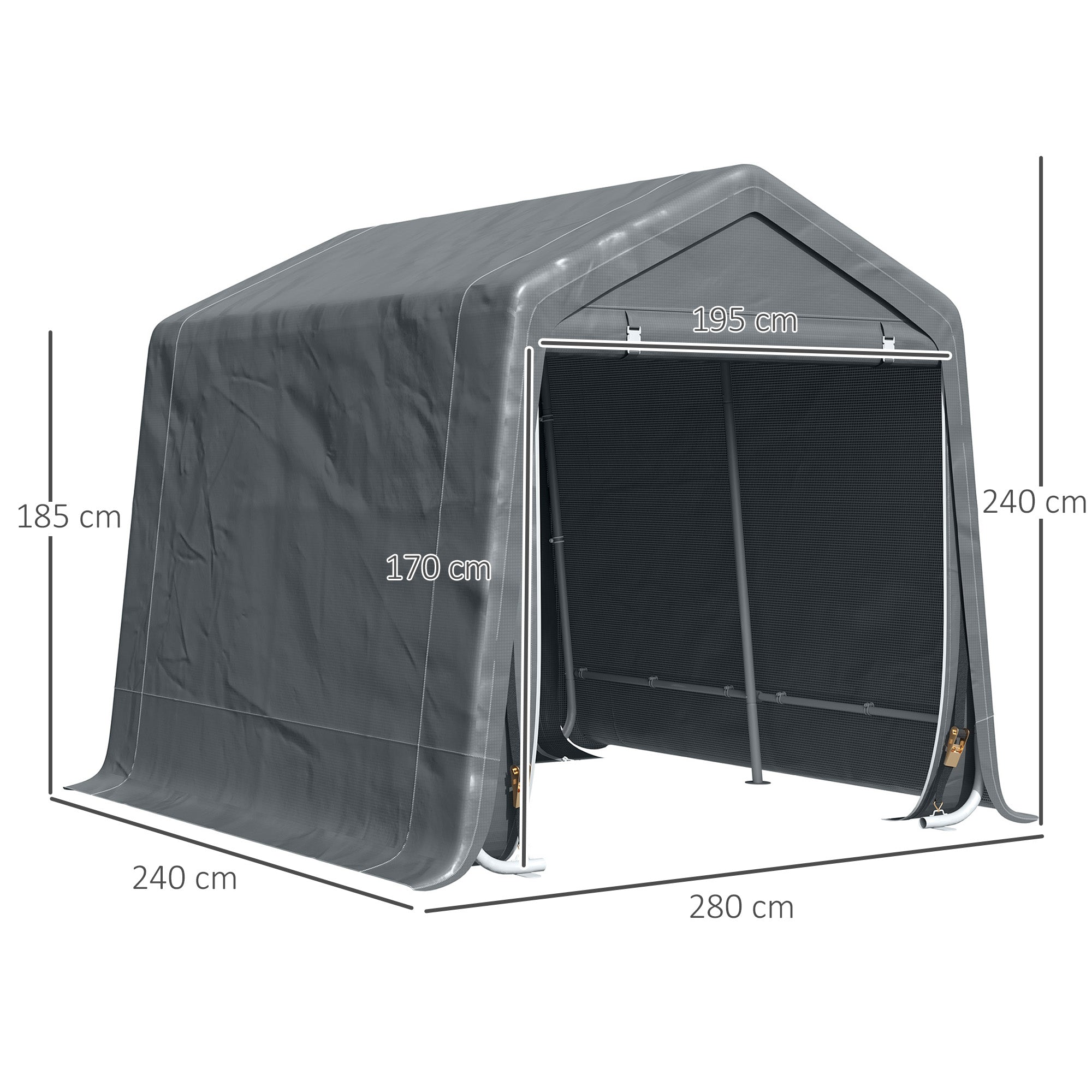 Outsunny 9 X 7.5ft Temporary Outdoor Equipment Shed - Dark Grey - anydaydirect