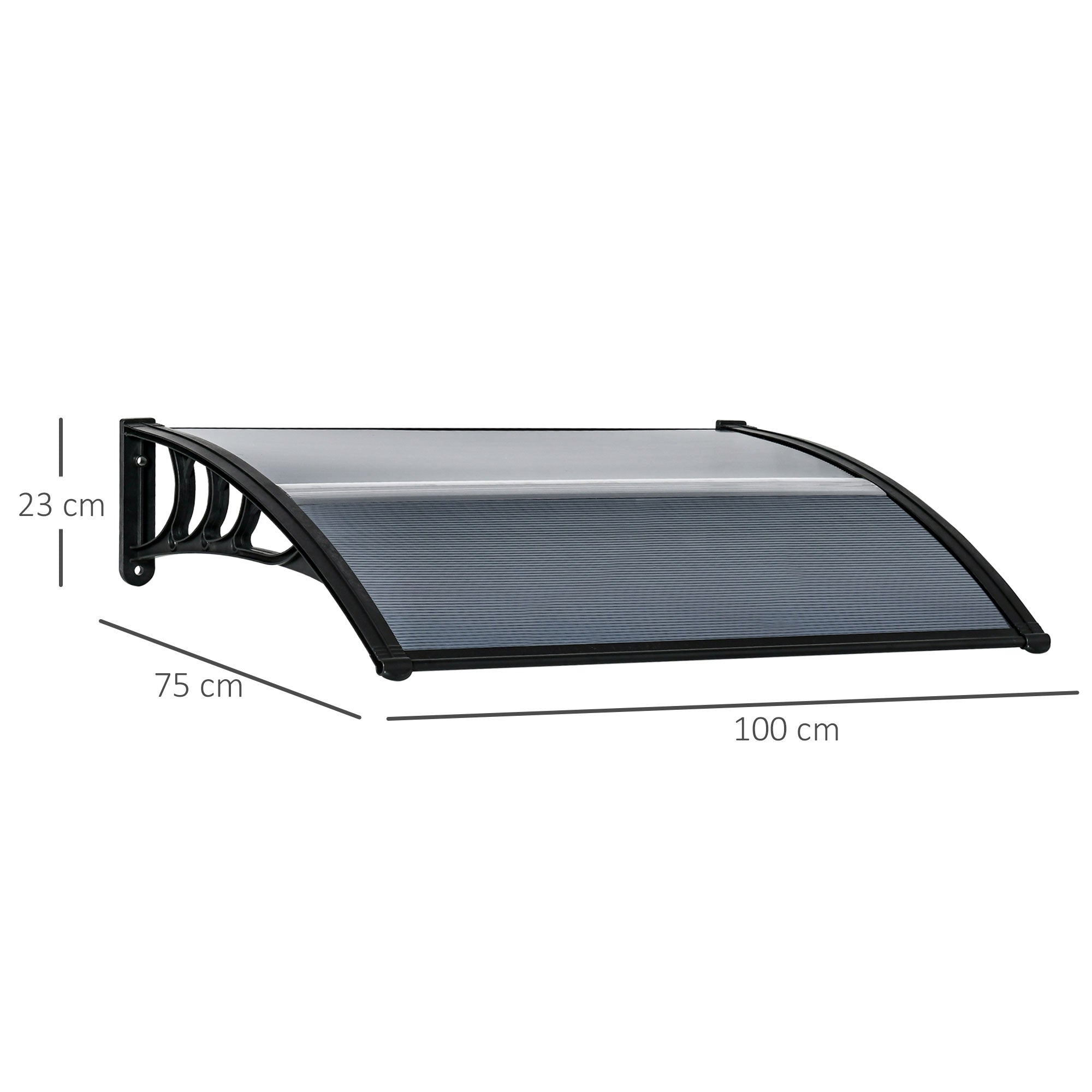 Outsunny Door Canopy Awning Outdoor Window Rain Shelter Cover for Front/Back Door Porch Black 100 x 75cm - anydaydirect