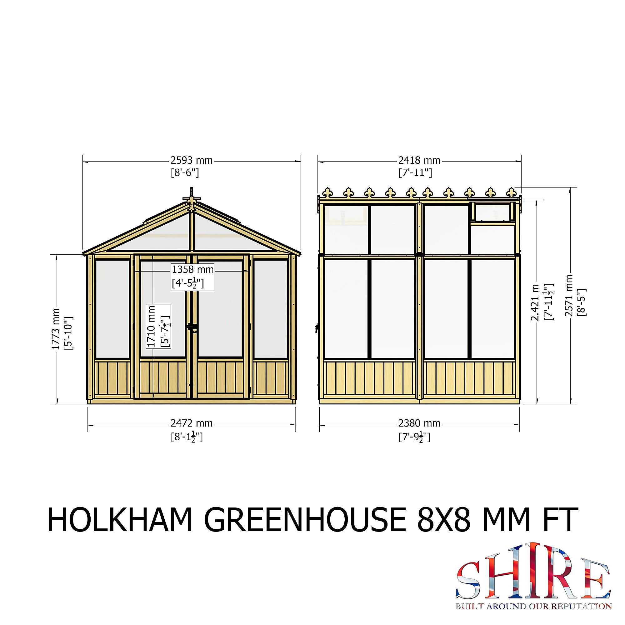Shire Holkham 8x8 Timber Greenhouse
