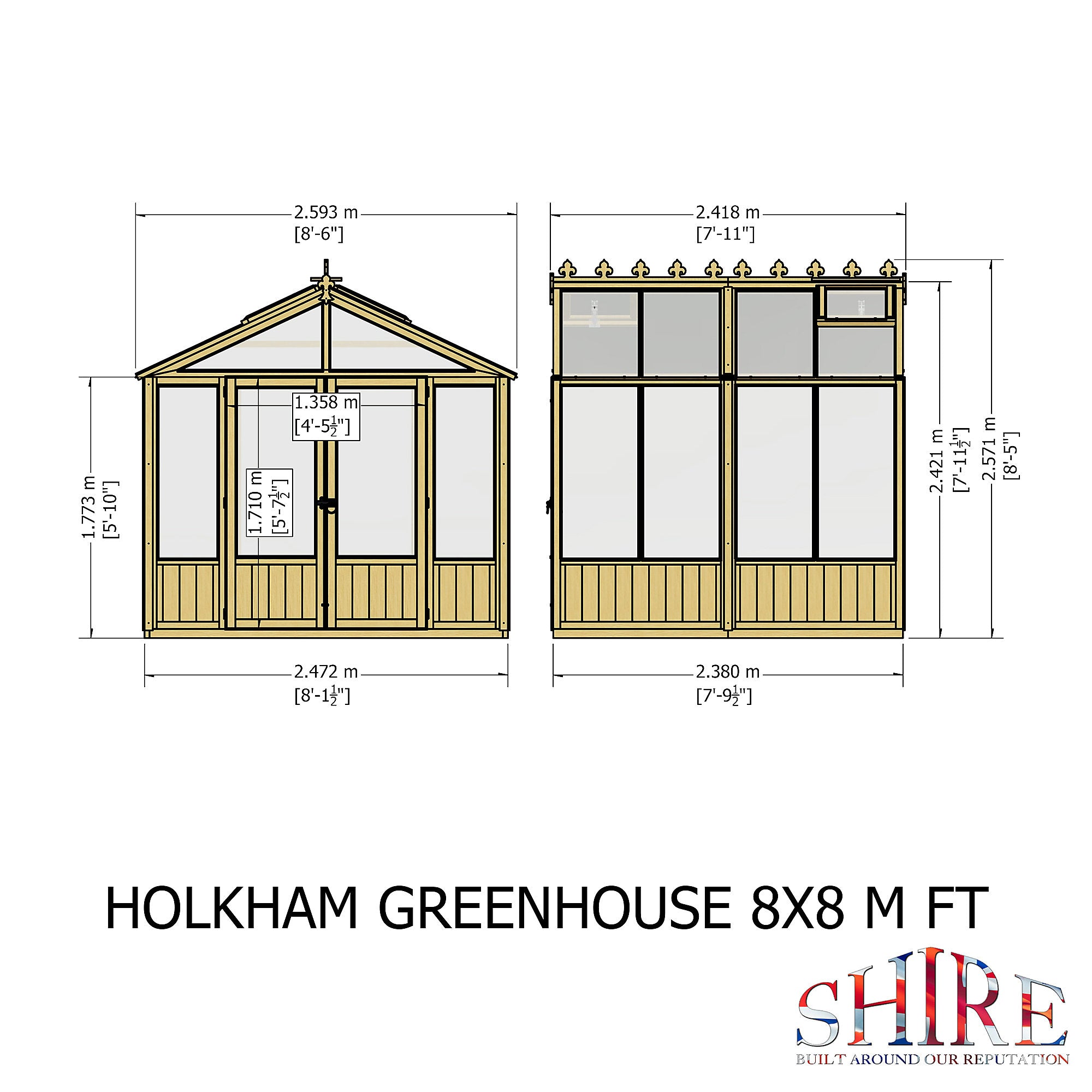Shire Holkham 8x8 Timber Greenhouse