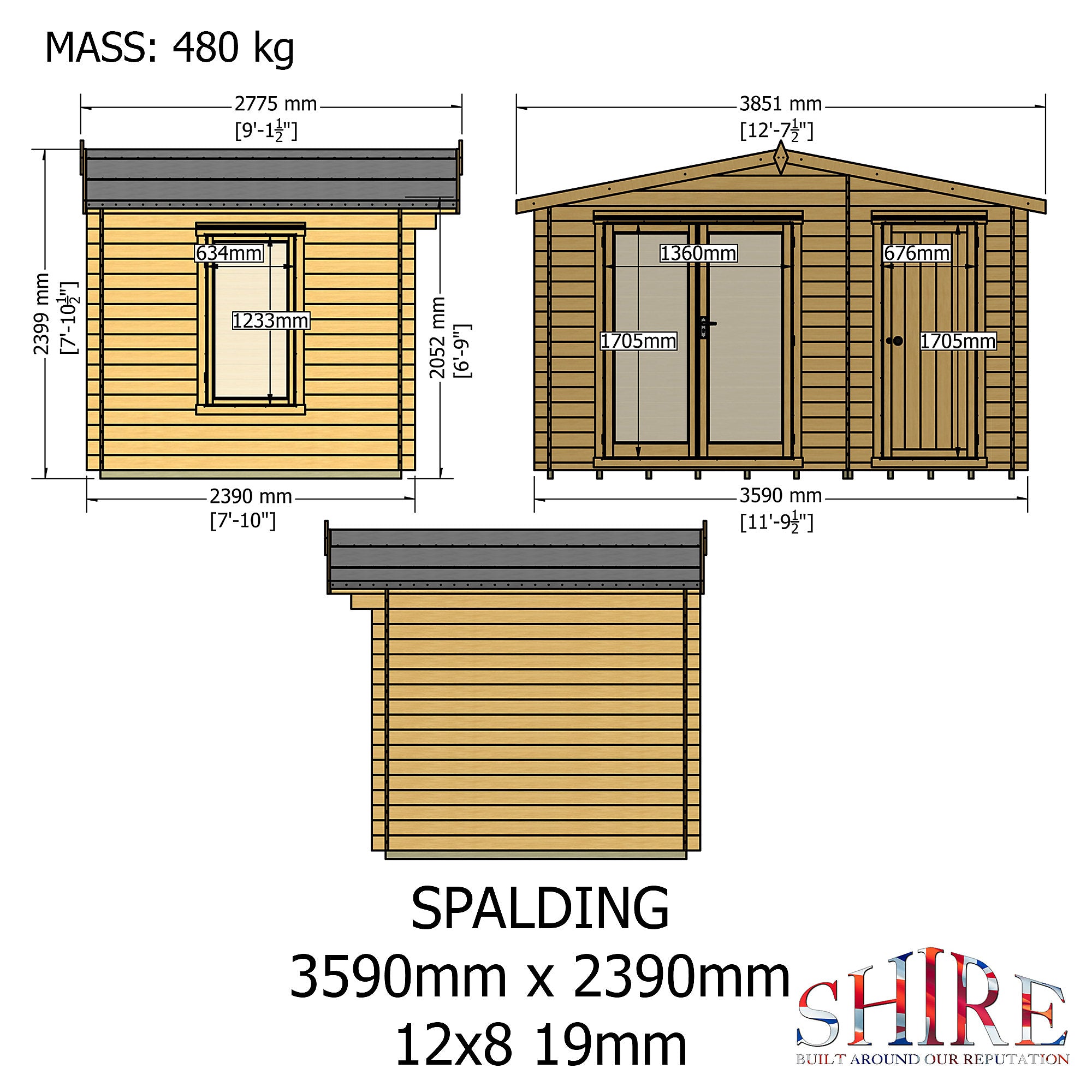 Shire Spalding 12x8 Log Cabin
